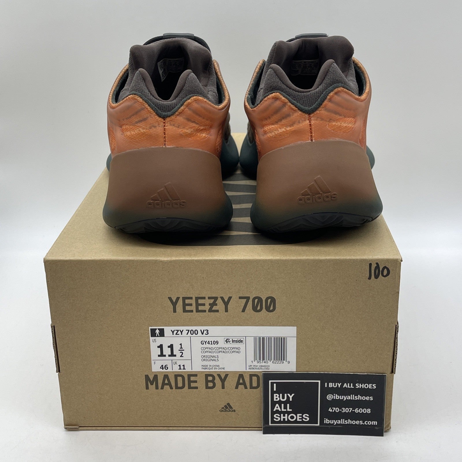 Size 11.5 - adidas Yeezy 700 V3 Copper Fade Black Suede Leather (GY4109)