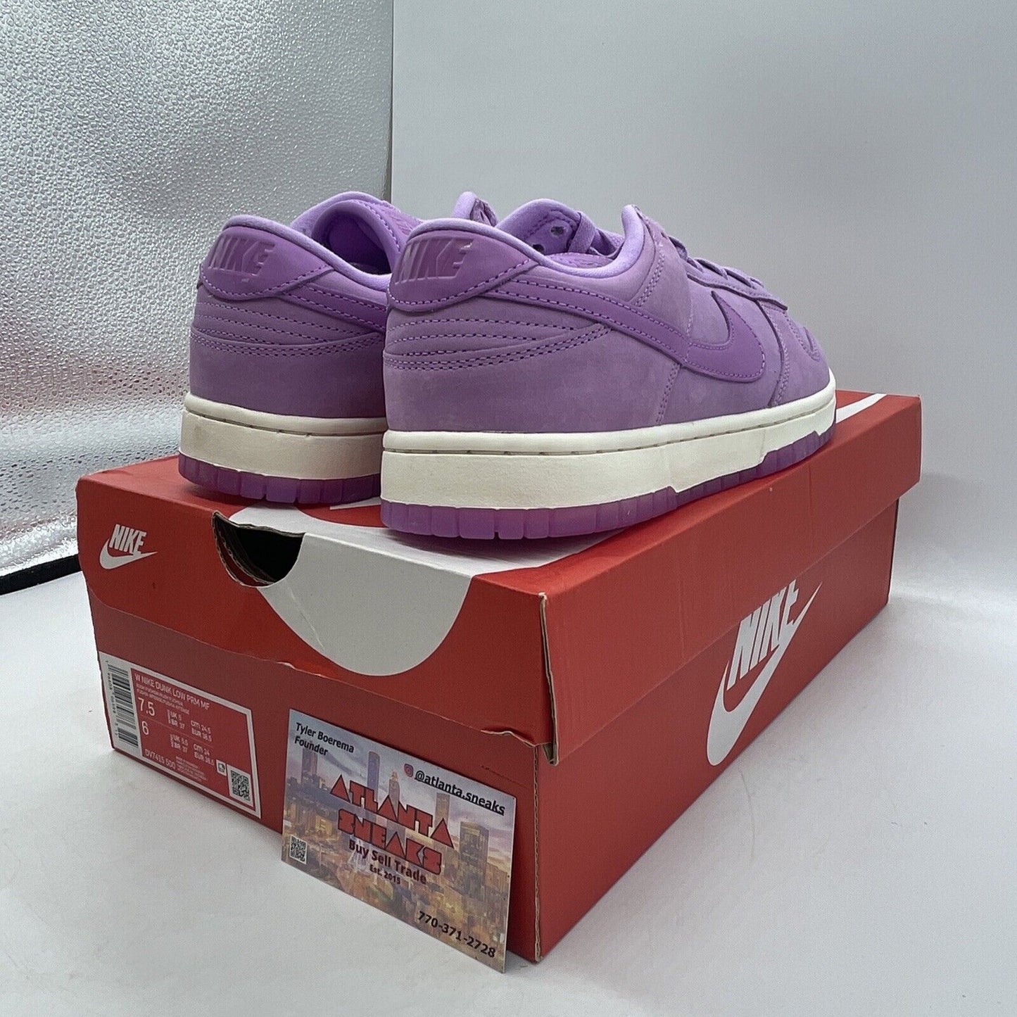 Size 7.5W - Nike Dunk Premium Low Rush Fuchsia Purple White Suede (DV7415-500)