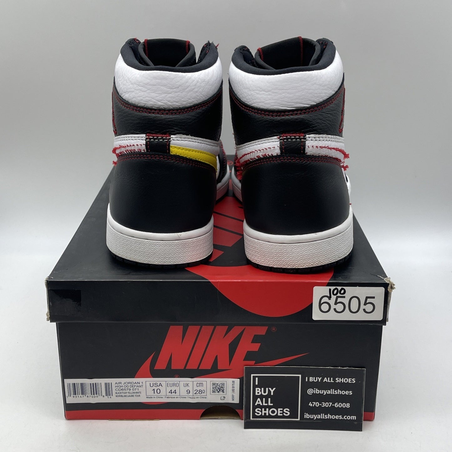 Size 10 - Air Jordan 1 Retro OG High Defiant Black White Leather (CD6579-071)