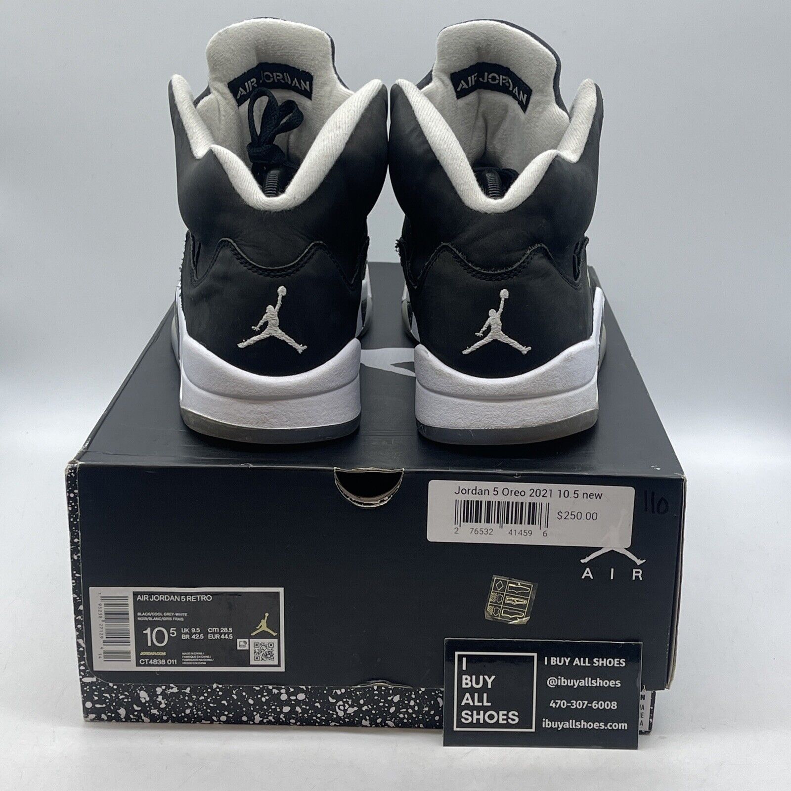 Size 10.5 - Jordan 5 Retro Mid Oreo Black White Suede Rubber (CT4838-011)