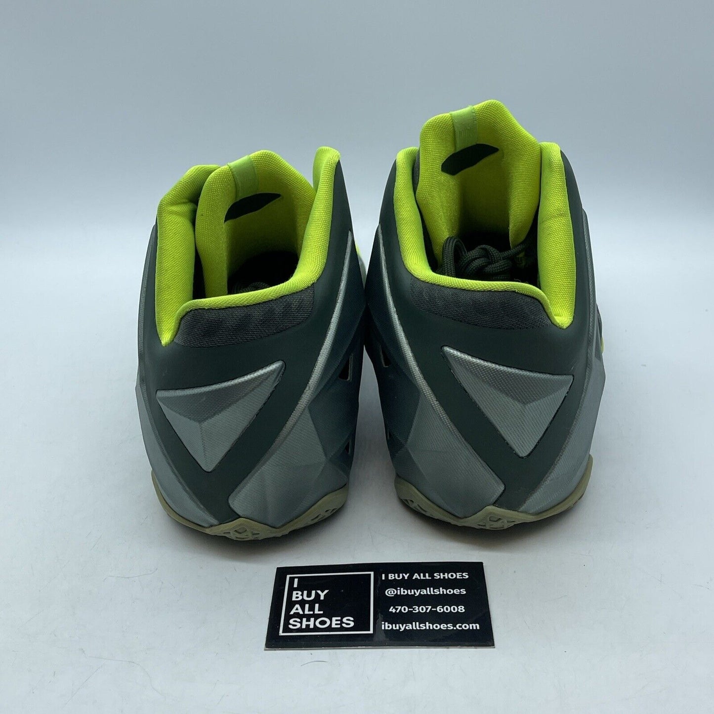 Size 12 - Nike LeBron 11 Dunkman Grey Neon Green Suede Leather (616175-300)