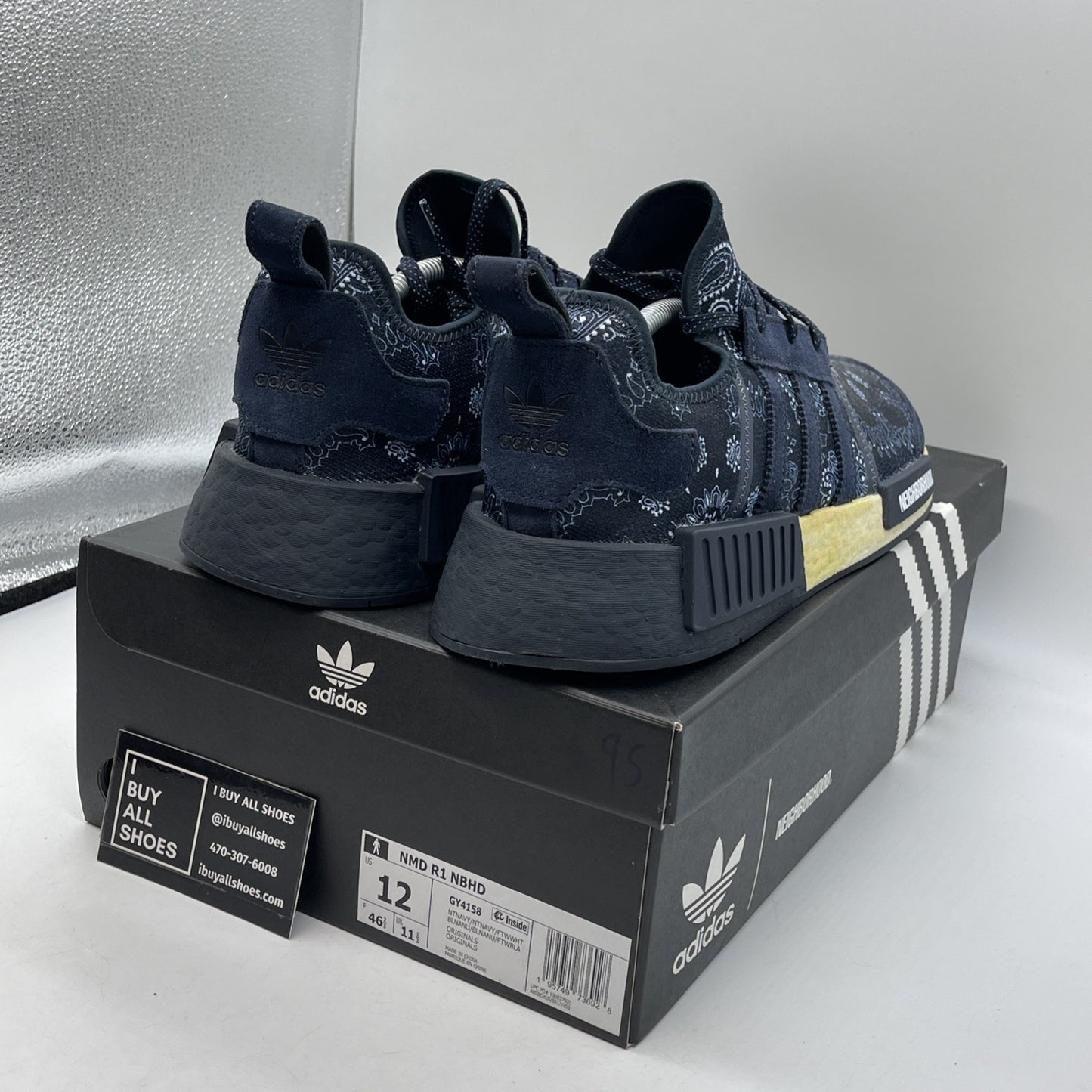 Size 12 - adidas Neighborhood x NMD_R1 Navy Paisley Bandana Suede (GY4158)