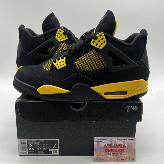 Size 10 - Jordan 4 Retro Mid Thunder Black Yellow Suede (DH6927-017)