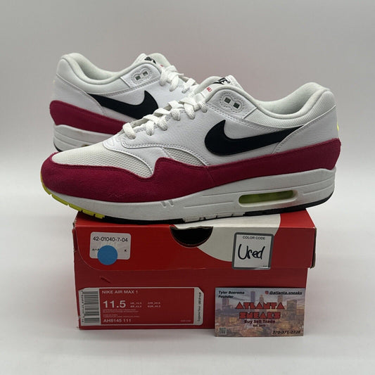 Size 11.5 - Nike Air Max 1 Rush Pink 2019 White Black Green Rare Colorway OG All