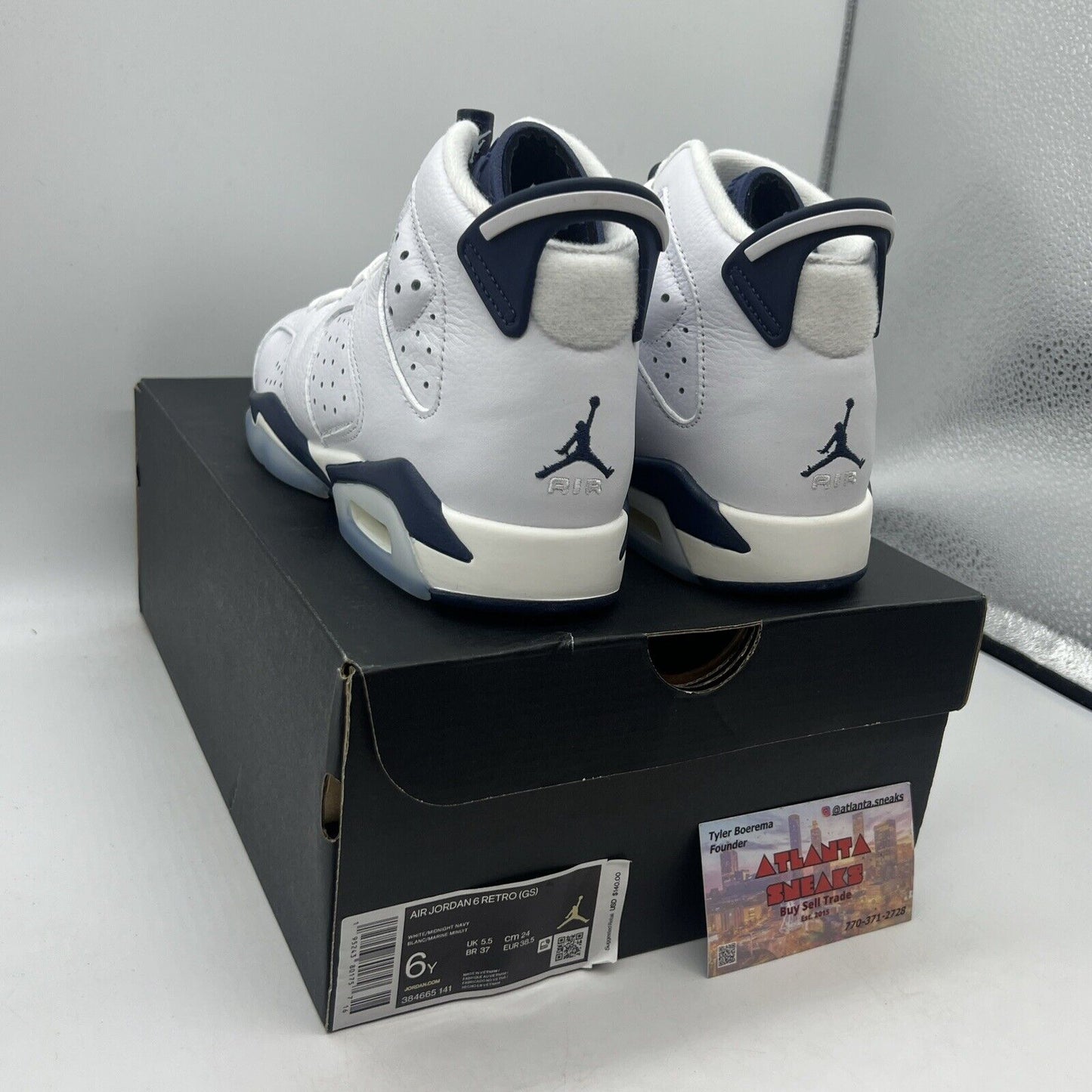 Size 6 - Jordan 6 Retro Midnight Navy Brand New Og All White Navy Blue Icey