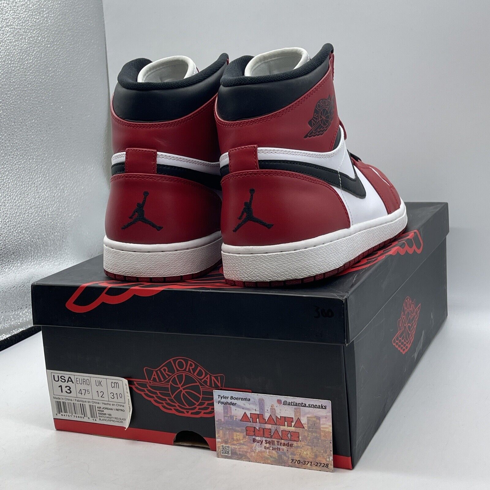 Size 13 - Jordan 1 Retro High Chicago 2013 White Black Red Leather (332550-163)