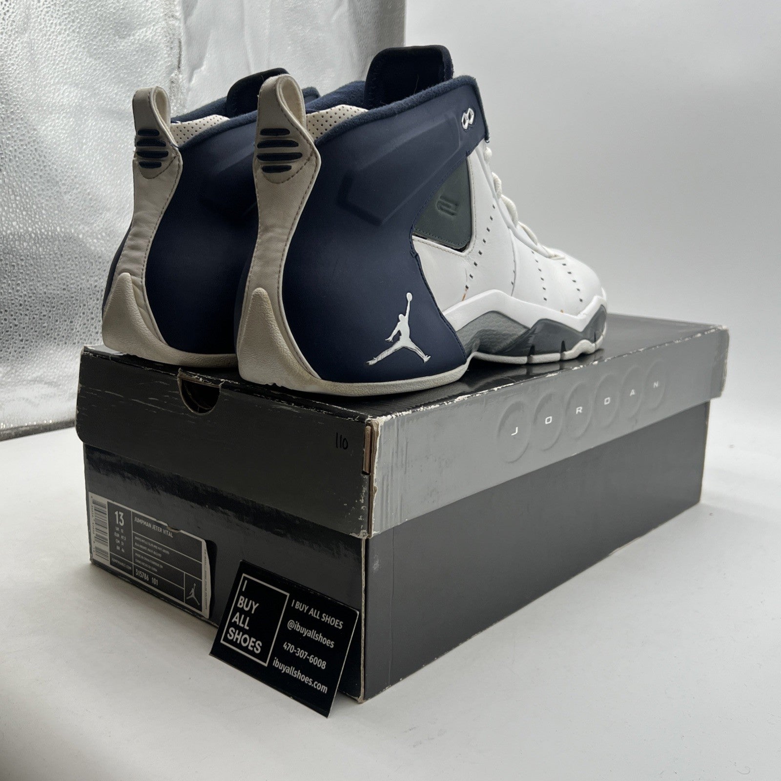 Size 13 - Air Jordan Jumpman Jeter Vital White Midnight Navy (315786-101)
