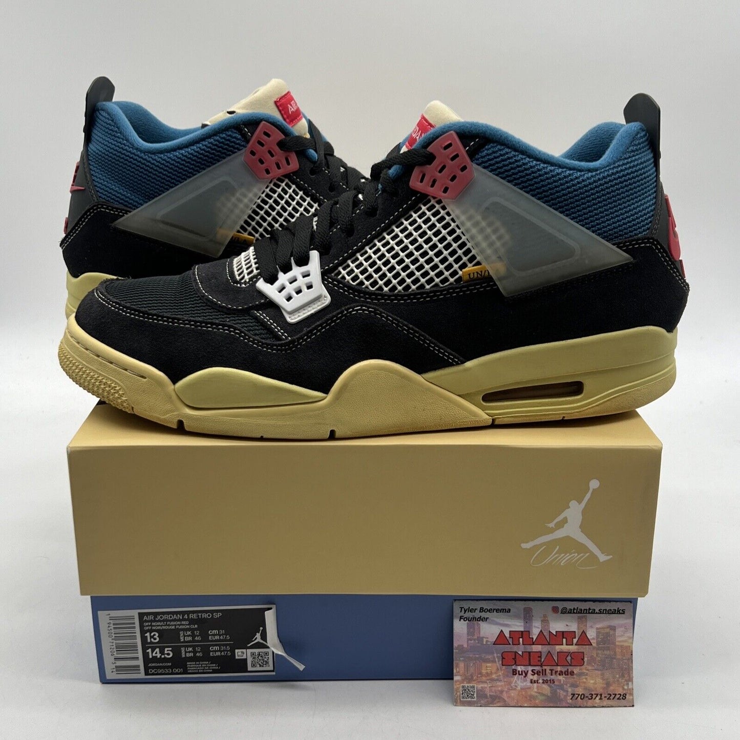 Size 13 - Jordan 4 Retro x Union LA Mid Off Noir Black Blue Red (DC9533-001)