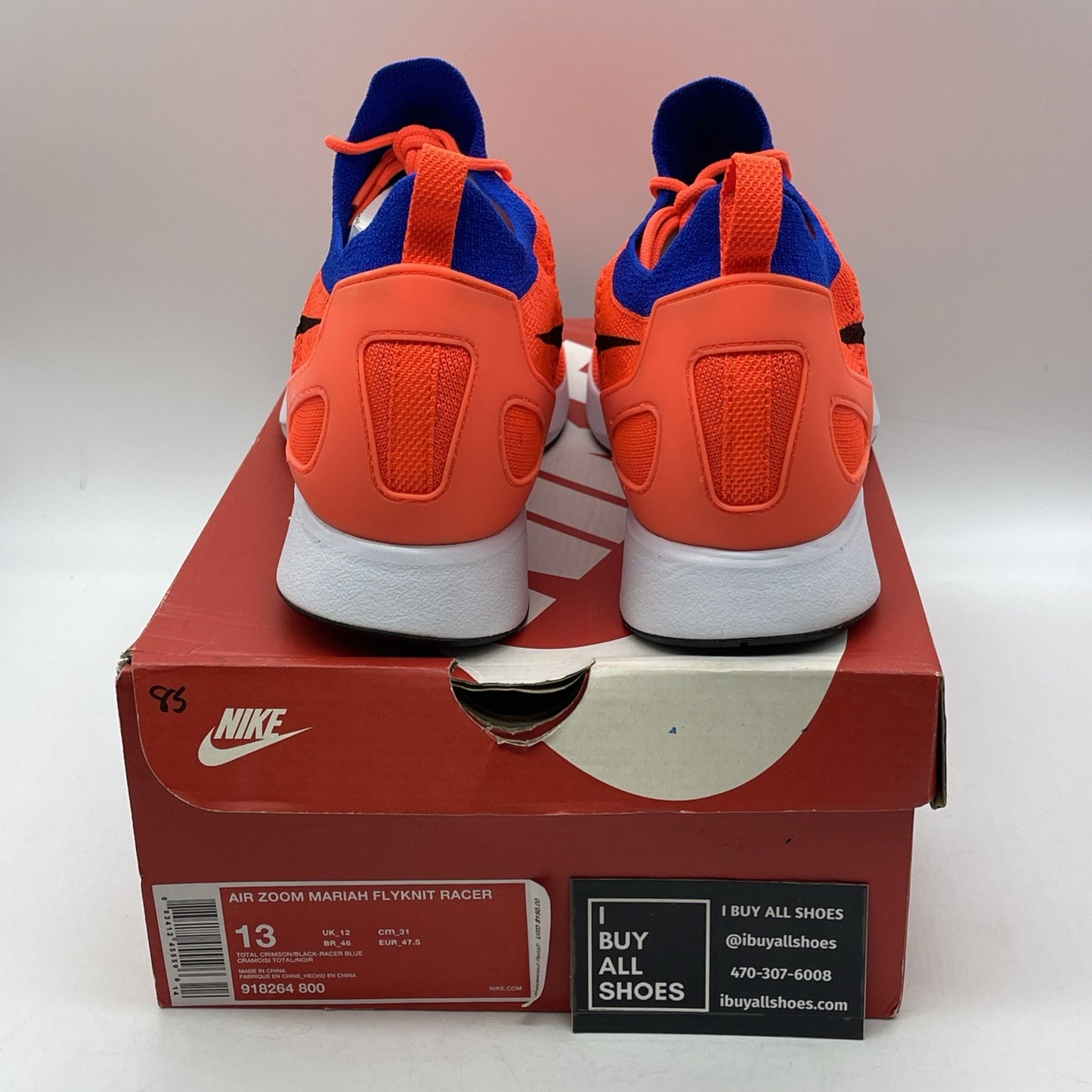 Size 13 - Nike Air Zoom Mariah Flyknit Racer Total Crimson Suede (918264-800)