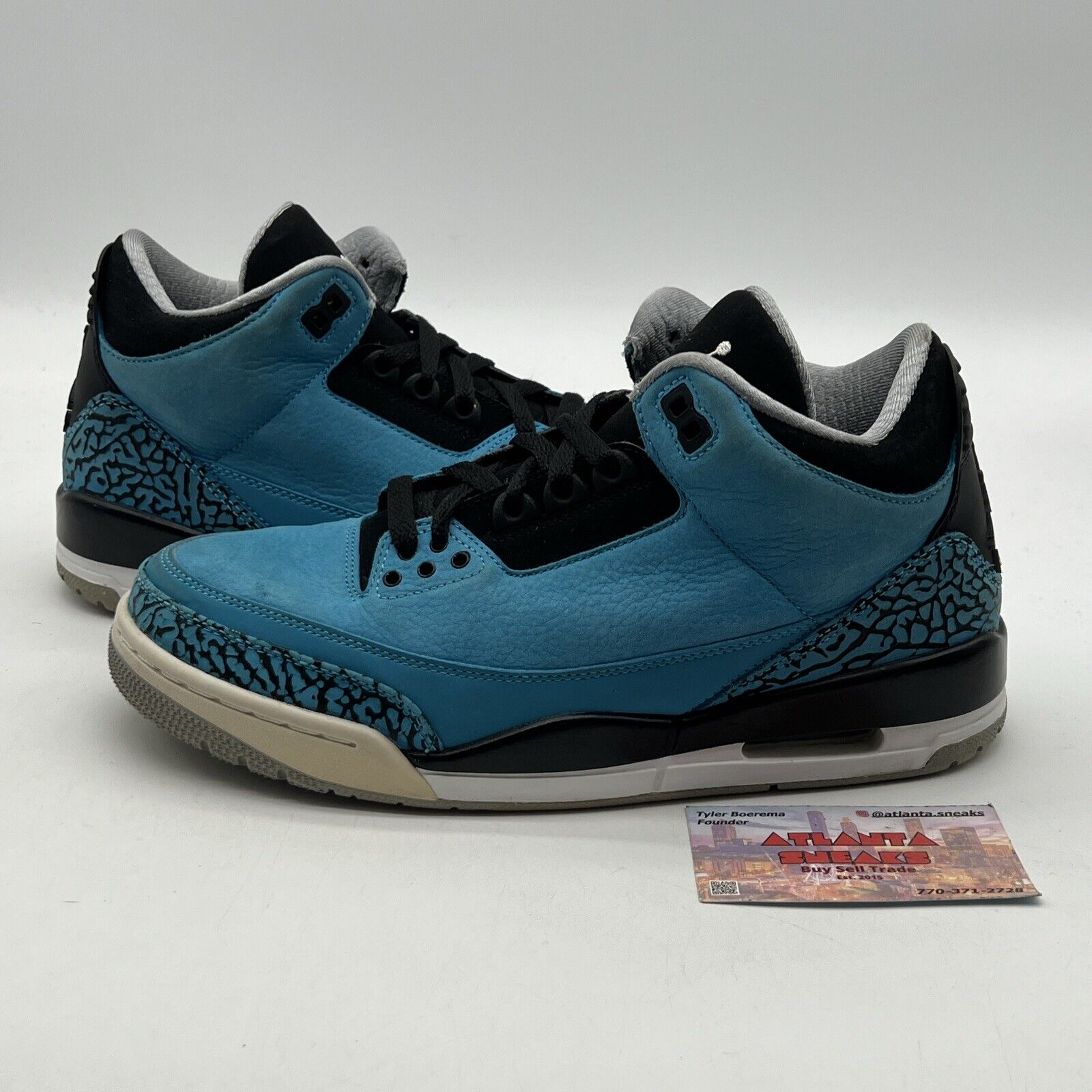 Size 8 - Air Jordan 3 Retro Powder Blue Black Suede White (136064-406)