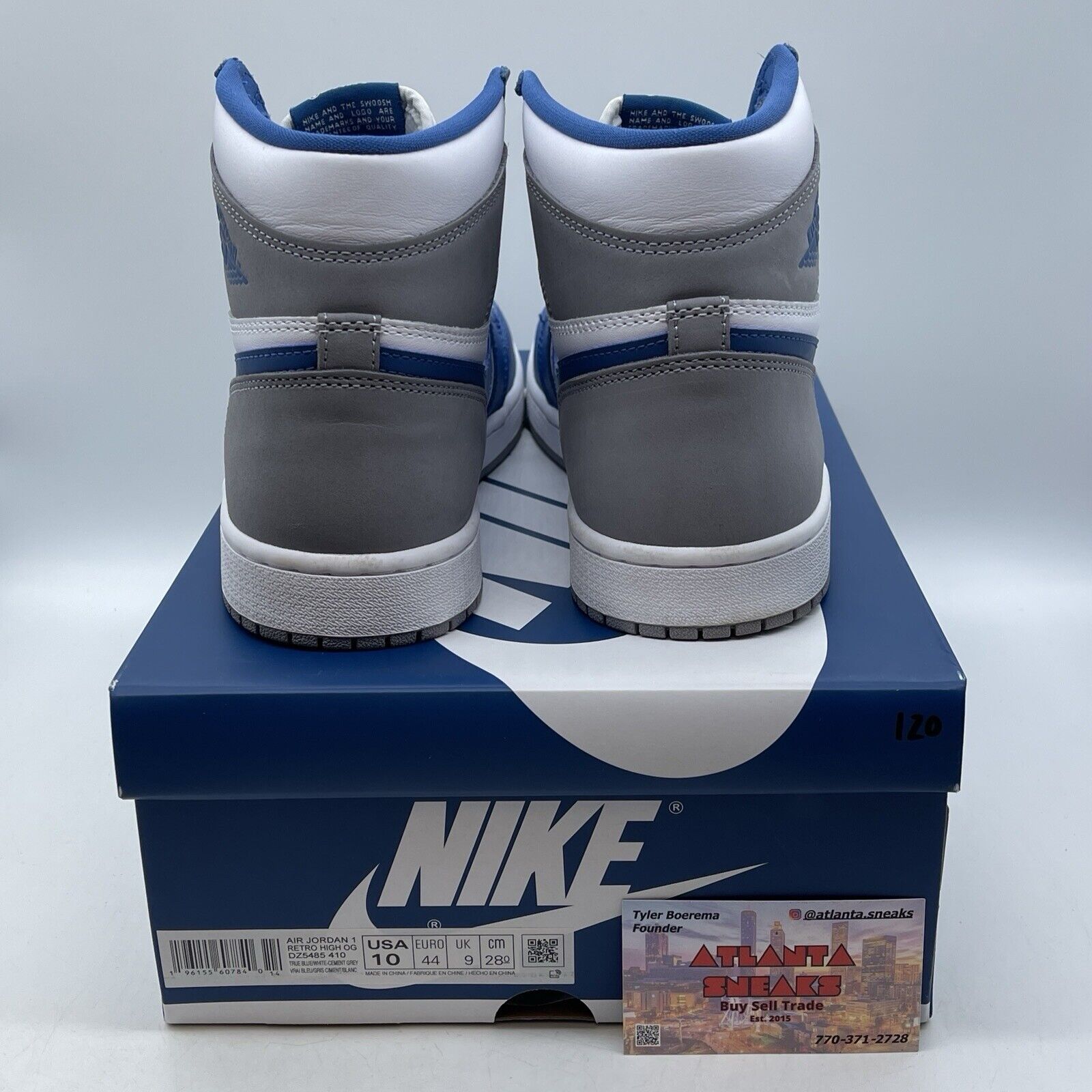 Size 10 - Jordan 1 Retro OG High True Blue White Leather (DZ5485-410)