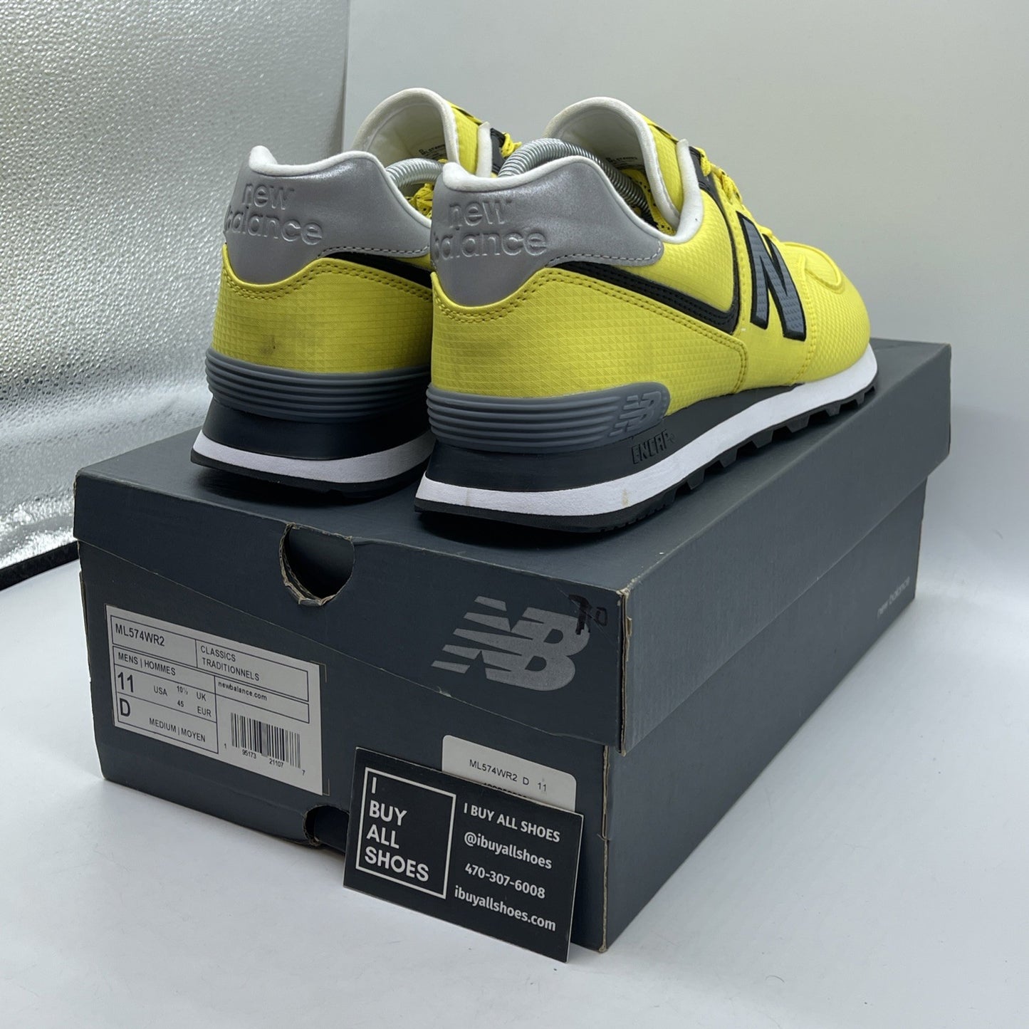 Size 11 - New Balance 574 Citra Yellow Grey Suede Leather (ML574WR2)