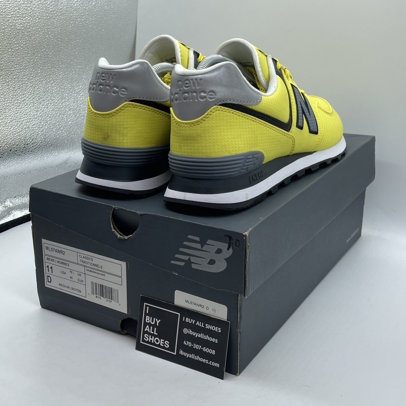 Size 11 - New Balance 574 Citra Yellow Grey Suede Leather (ML574WR2)