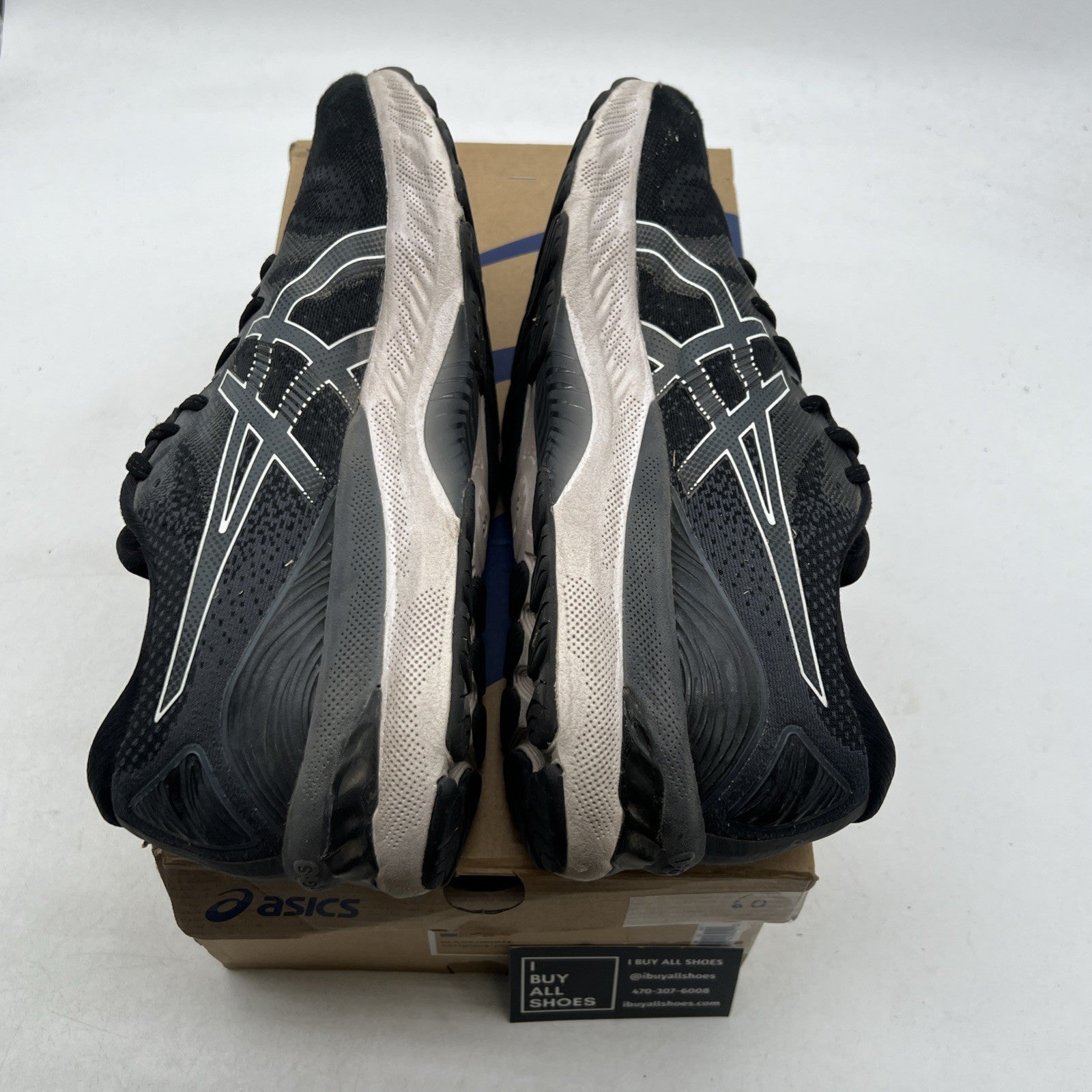 Size 11.5 - Asics Gel Nimbus 23 Black White (1011B004-001)