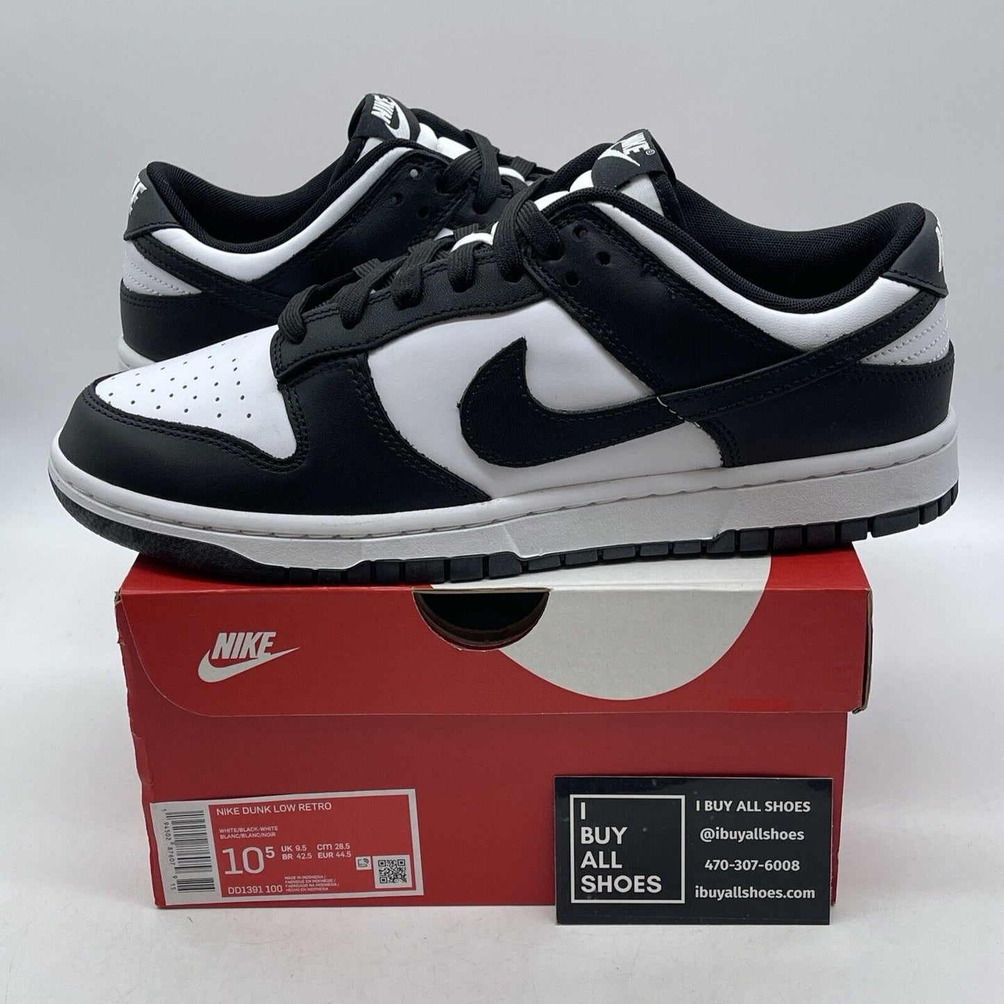 Size 10.5 - Nike Dunk Low Black White Suede Leather. (DD1391-100)
