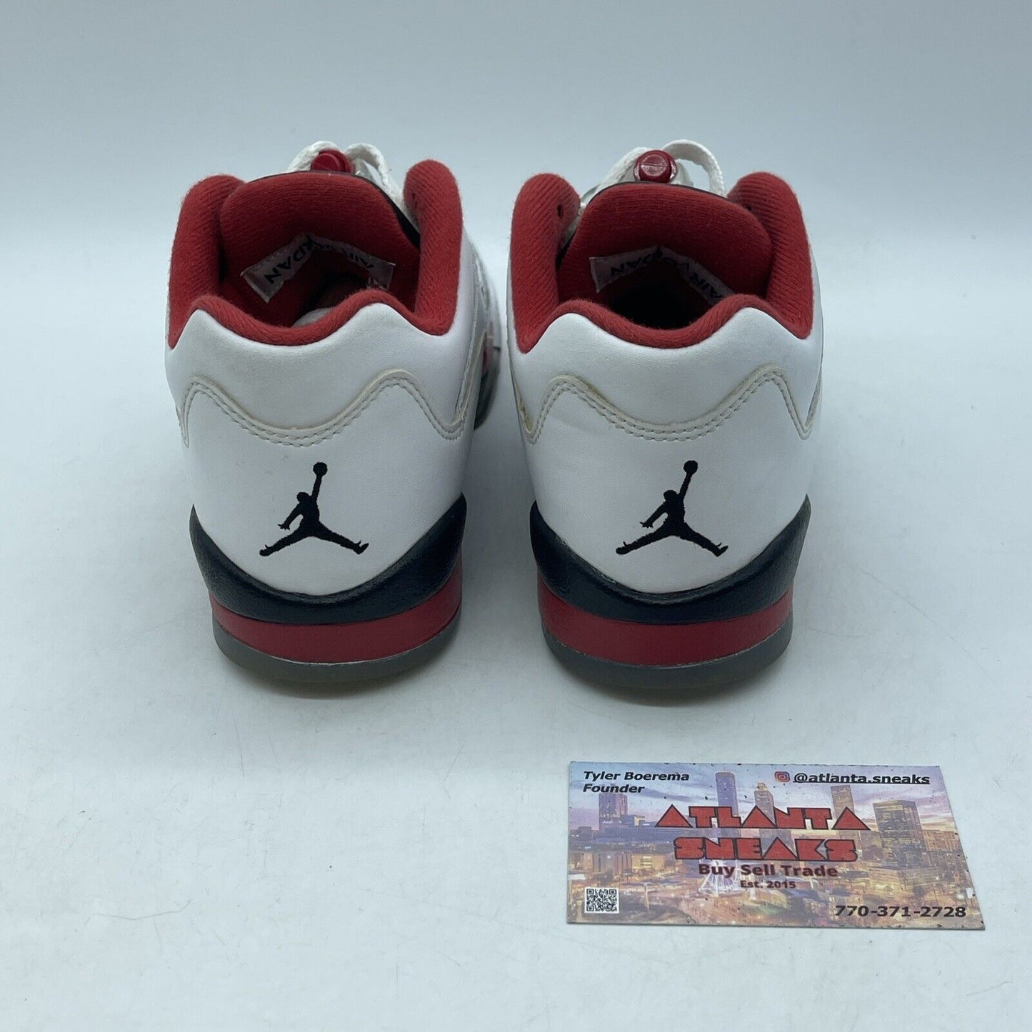 Size 4.5Y- Air Jordan 5 Retro 2016 Low Fire Red Black White Leather (314338-101)
