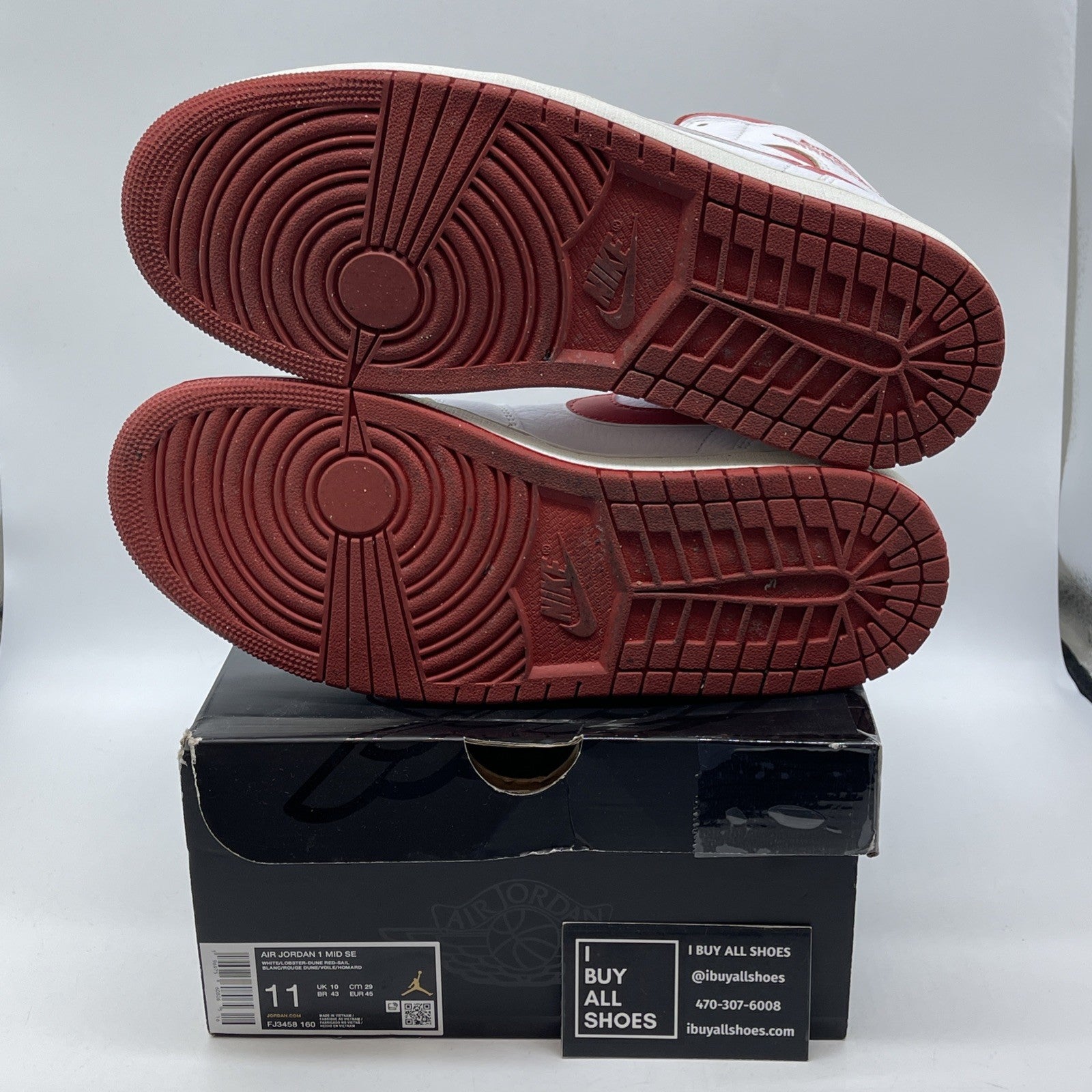 Size 11 - Air Jordan 1 Mid White Dune Red White Red Leather (FJ3458-160)