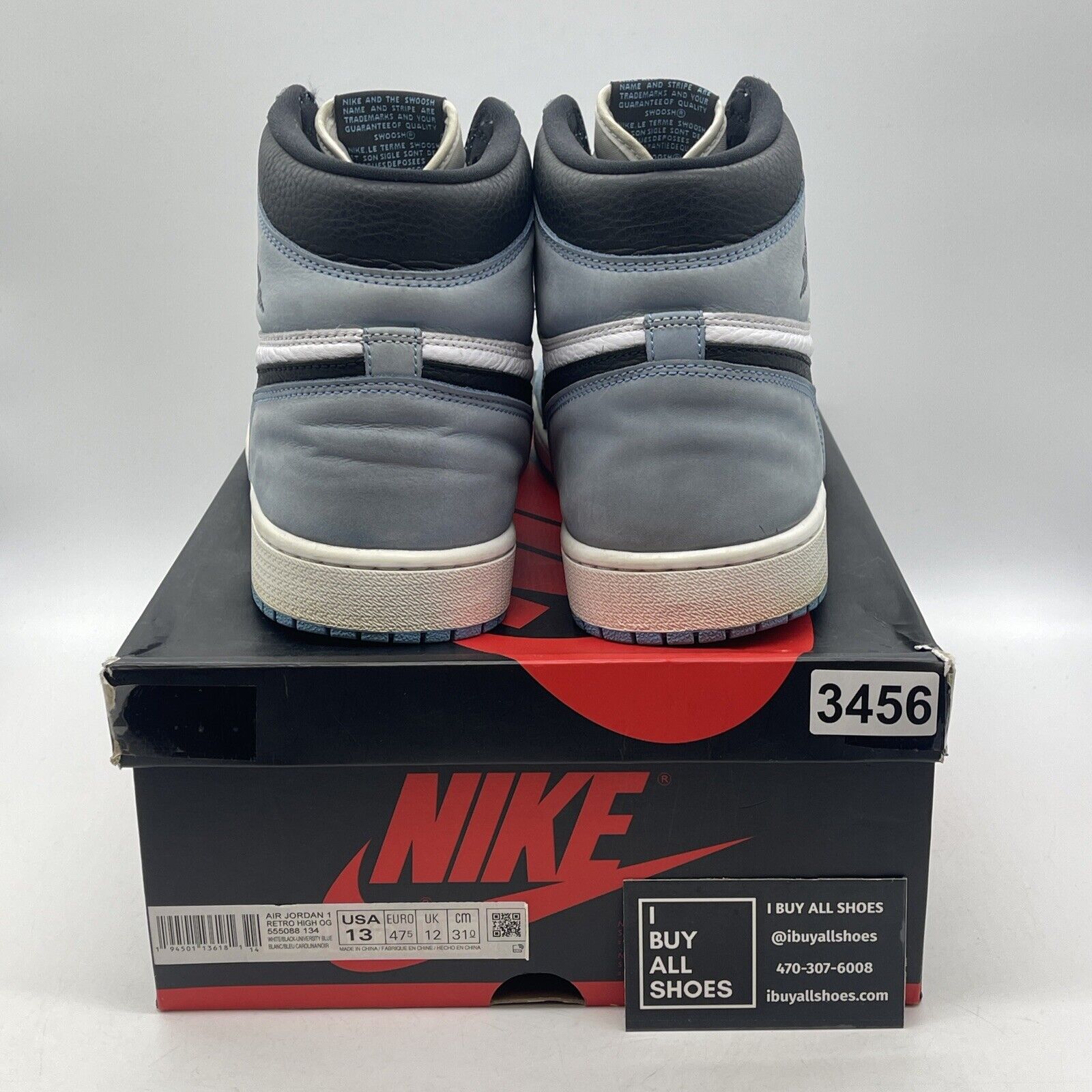 Size 13 - Jordan 1 Retro OG High University Blue White Black Leather (555088-134