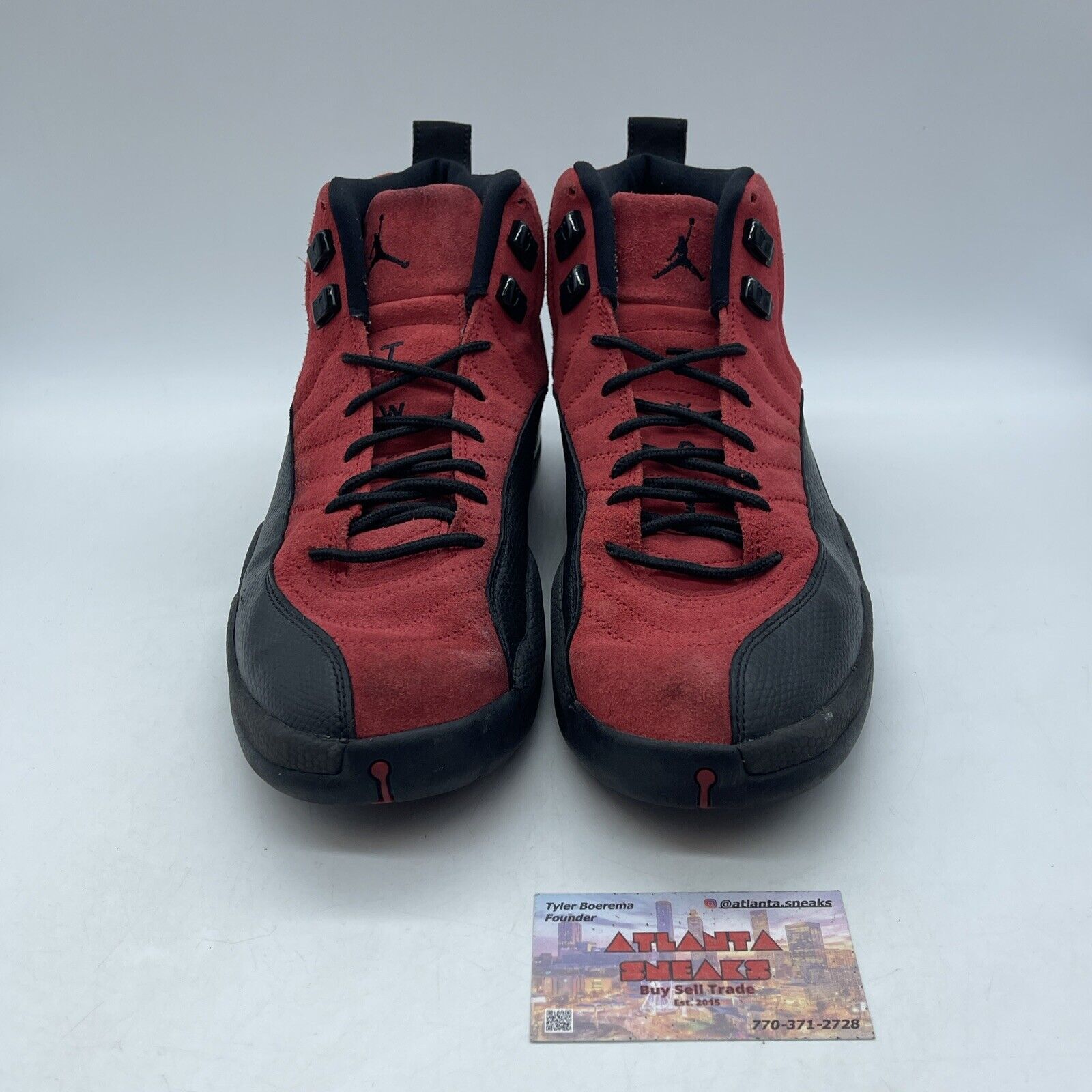 Size 10 - Jordan 12 Retro Reverse Flu Game Red Suede Black Leather (CT8013-602)