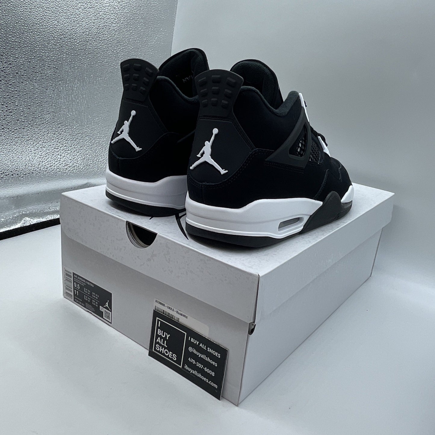 Size 9.5 - Air Jordan 4 Retro White Thunder Black Suede (FQ8138-001)