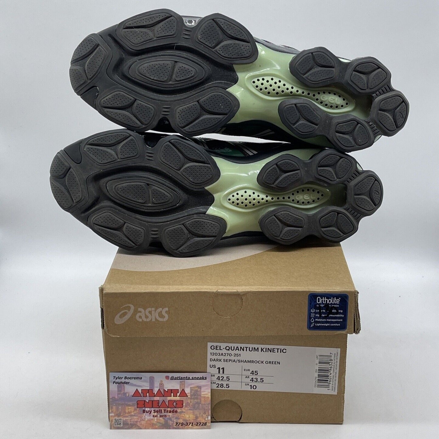Size 11 - ASICS Gel Quantum Kinetic Dark Sepia Shamrock Suede (1203A270-251)