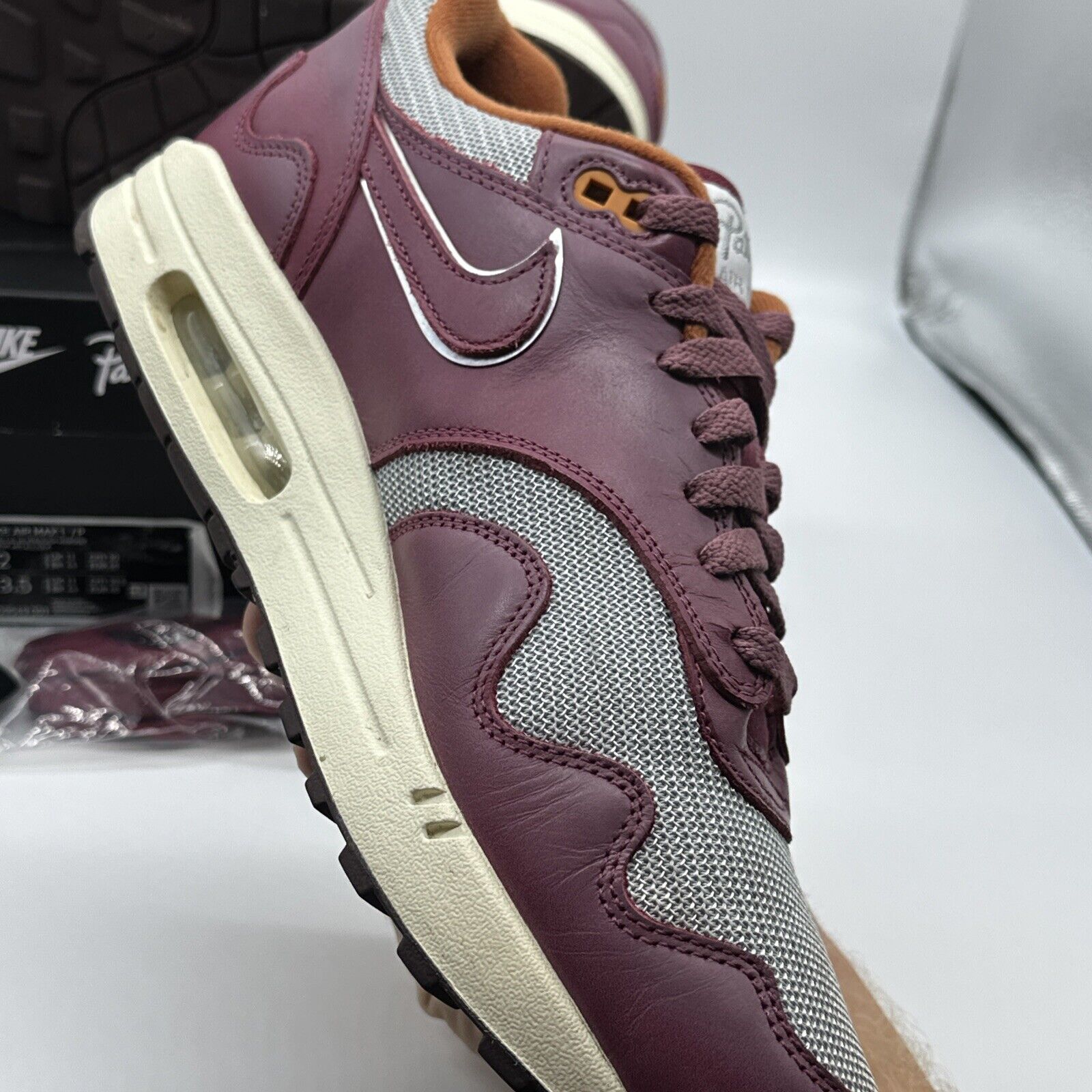 Size 12 - Nike Max 1 Patta Waves Metallic Silver/Rush Maroon