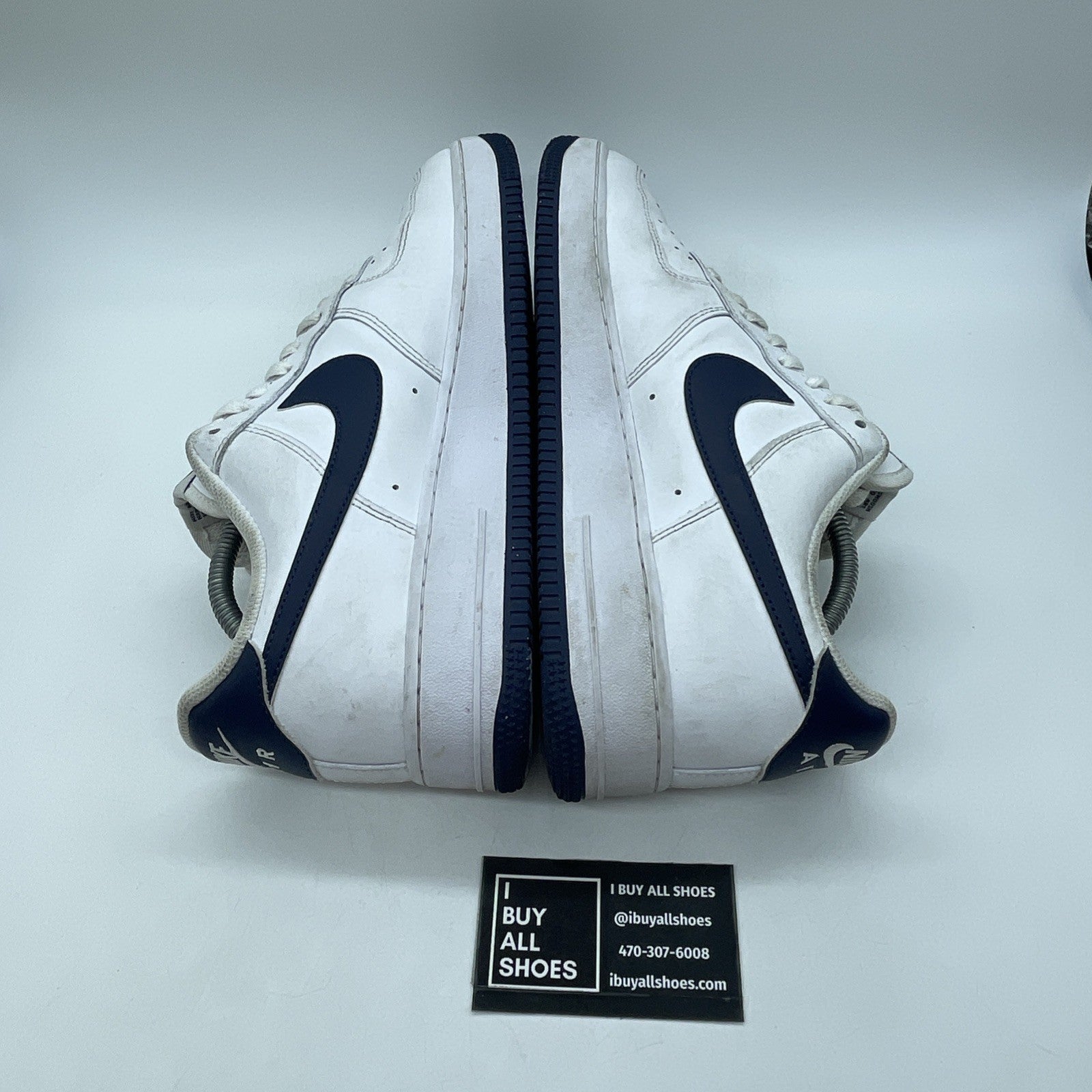 Size 10 - Nike Air Force 1 '07 White Midnight Navy White Leather (FJ4146-104)