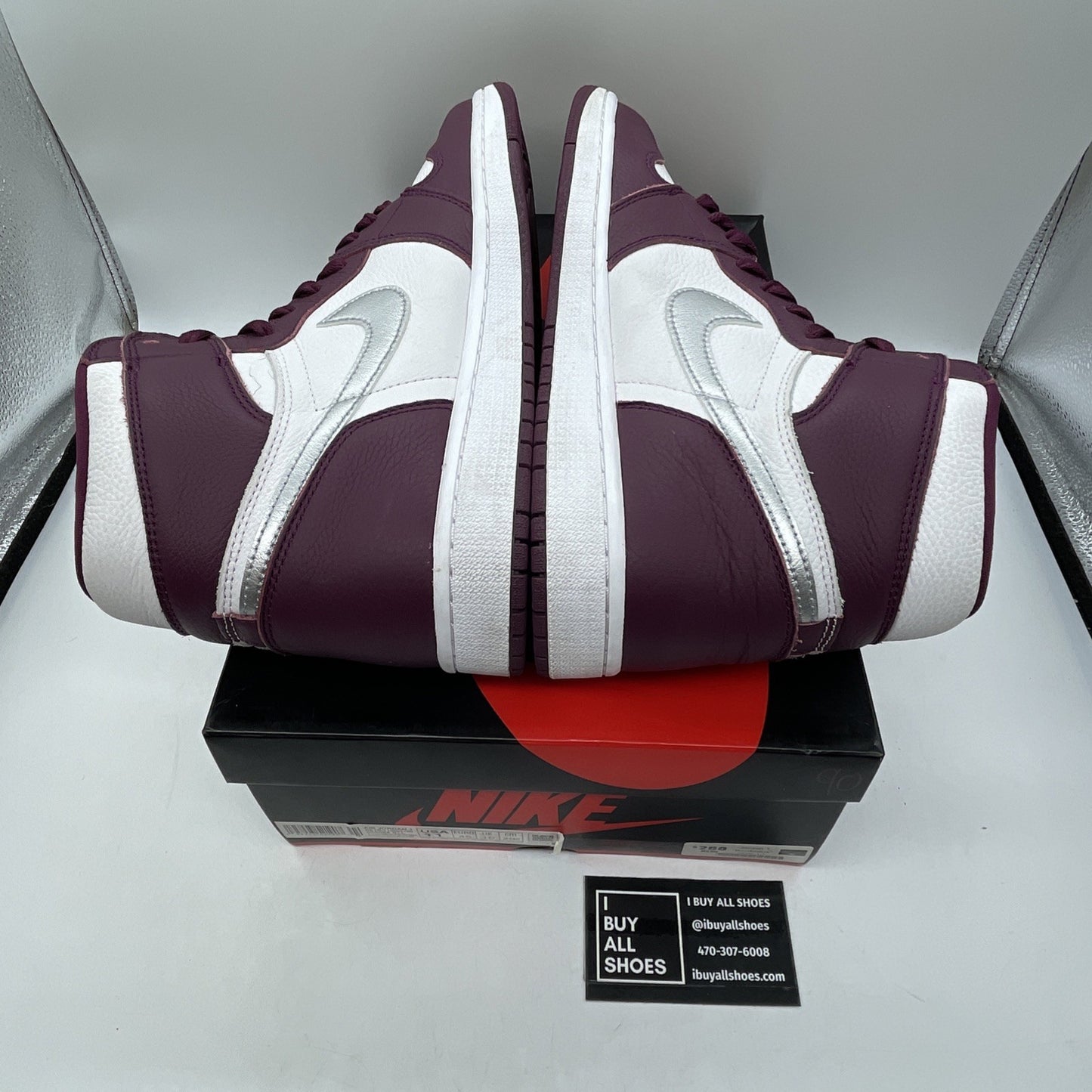 Size 11 - Jordan 1 Retro High OG Bordeaux White Silver Leather (555088-611)