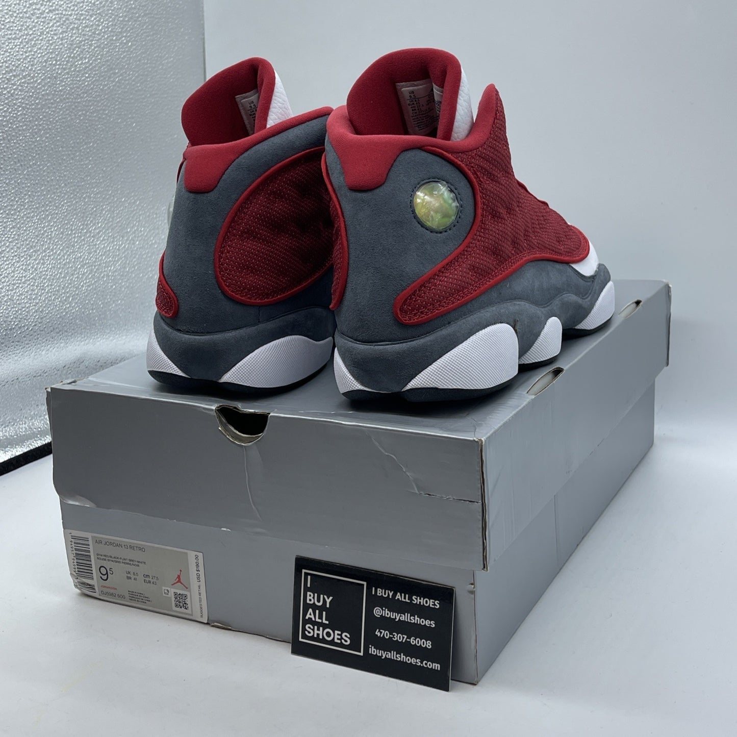 Size 9.5 - Jordan 13 Gym Red Flint Grey White Suede Leather (DJ5982600)