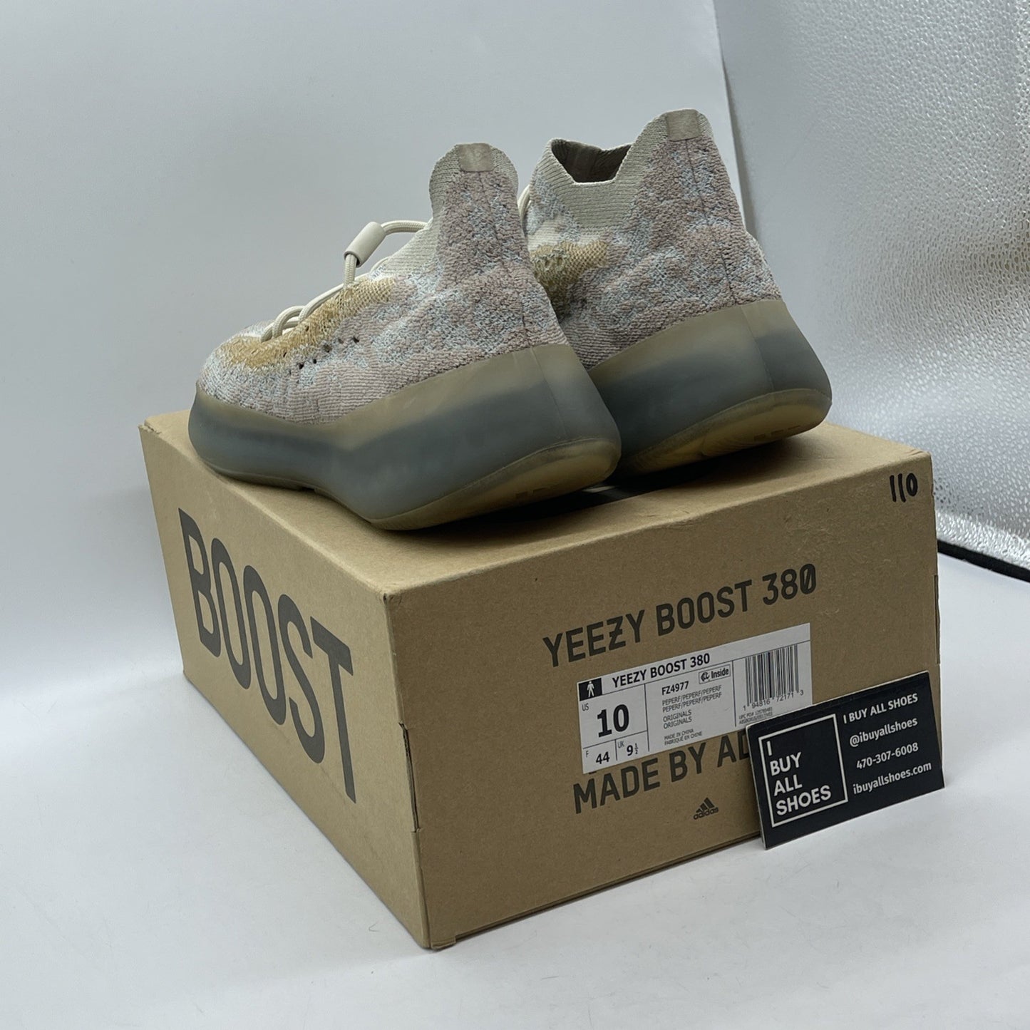 Size 10 - adidas Yeezy Boost 380 Pepper Reflective Grey (FZ4977)