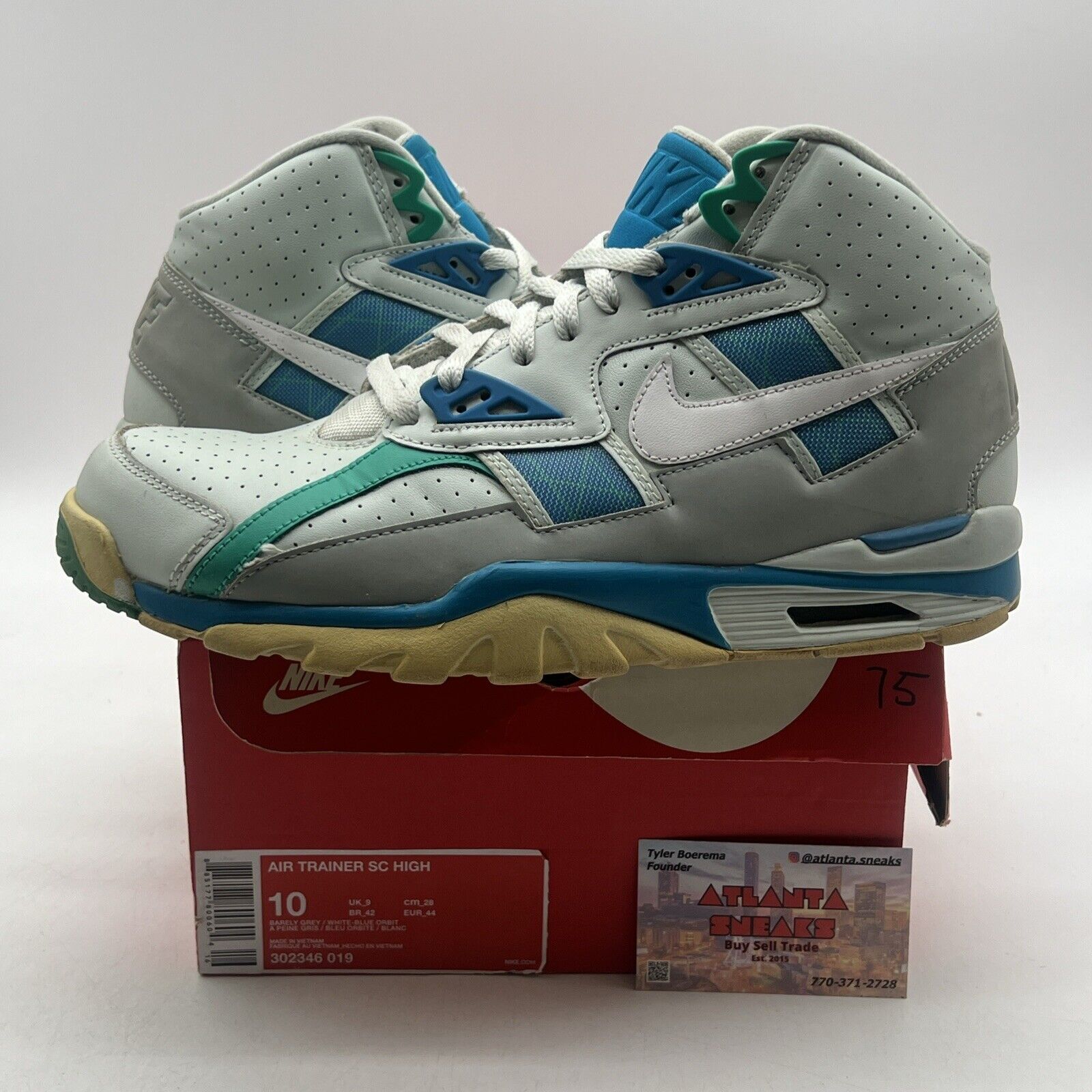 Size 10 - Nike Air Trainer SC High Barely Grey Blue Orbit (302346-019)