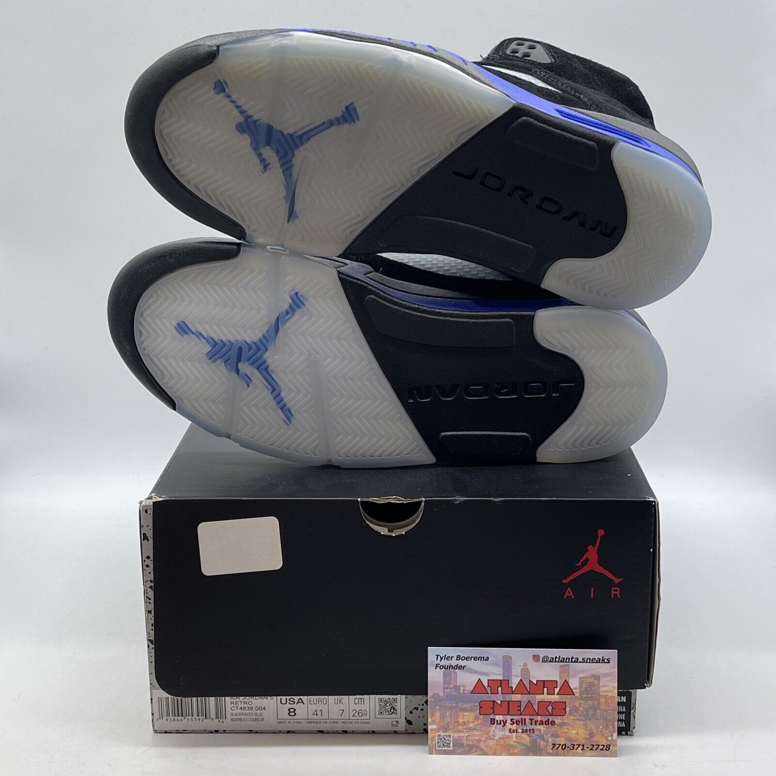 Size 8 - Jordan 5 Retro Mid Racer Blue Black Silver Suede (CT4838-004)