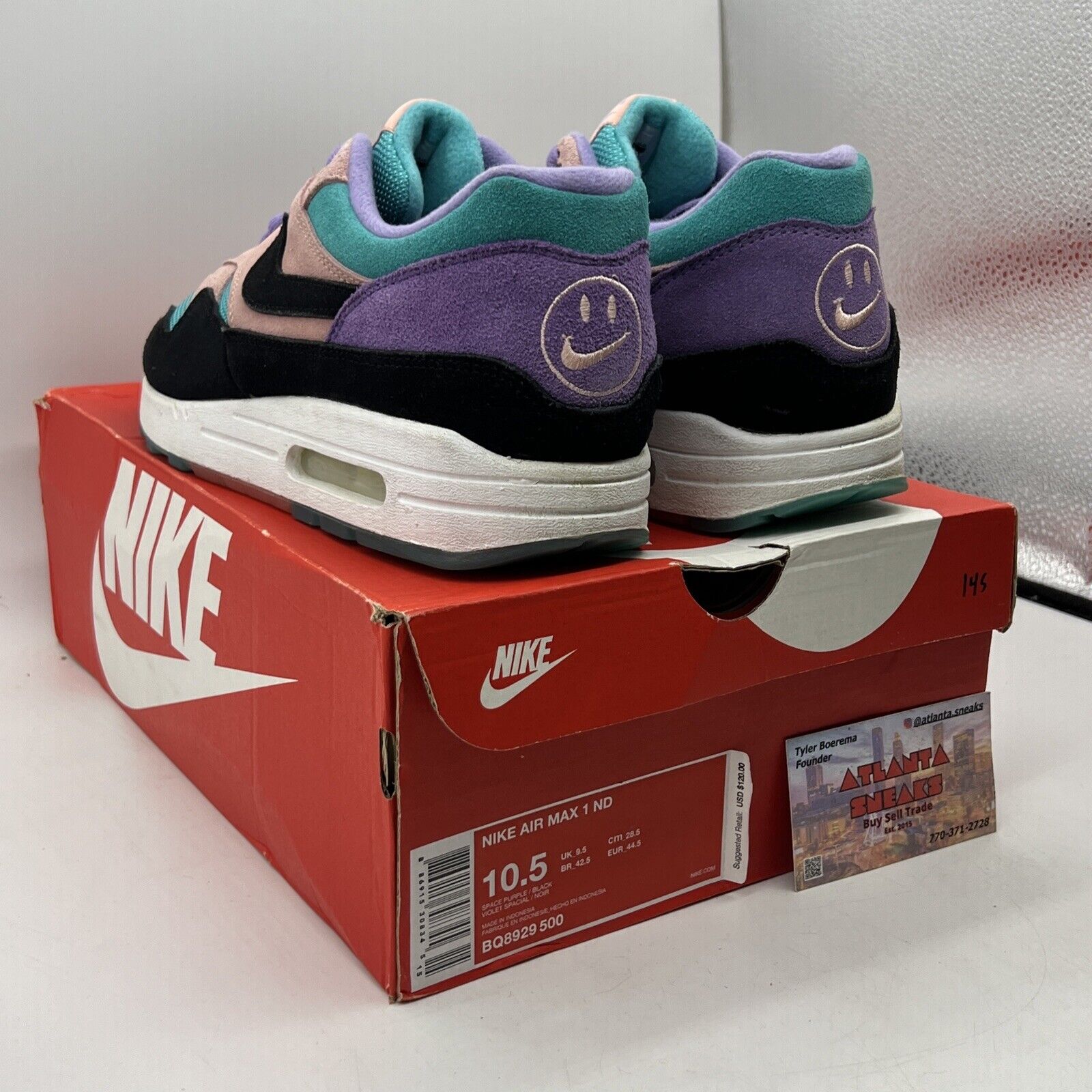 Size 10.5 - Nike Air Max 1 Have A Nike Day Black Purple Suede (BQ8929-500)