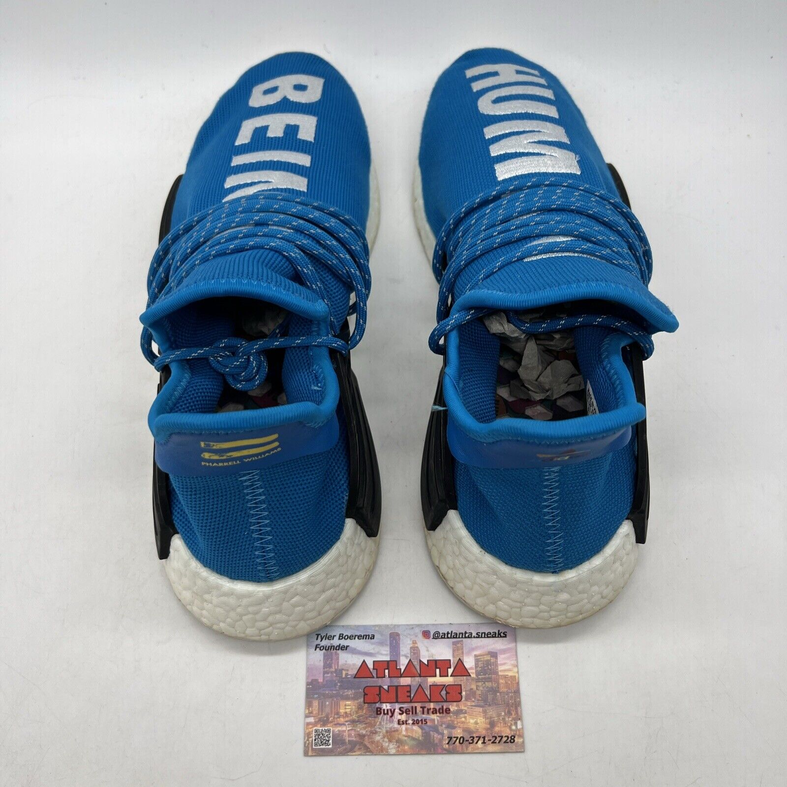 Size 11 - adidas Pharrell x NMD Human Race Blue White Black (BB0618)