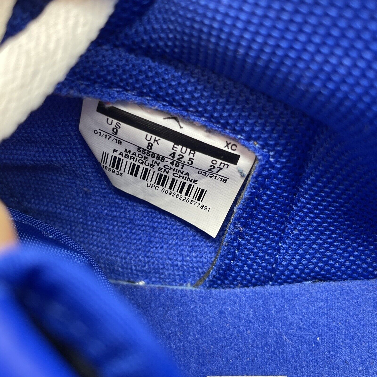 Size 9 - Air Jordan 1 Retro OG High Hyper Royal White Blue (555088-401)