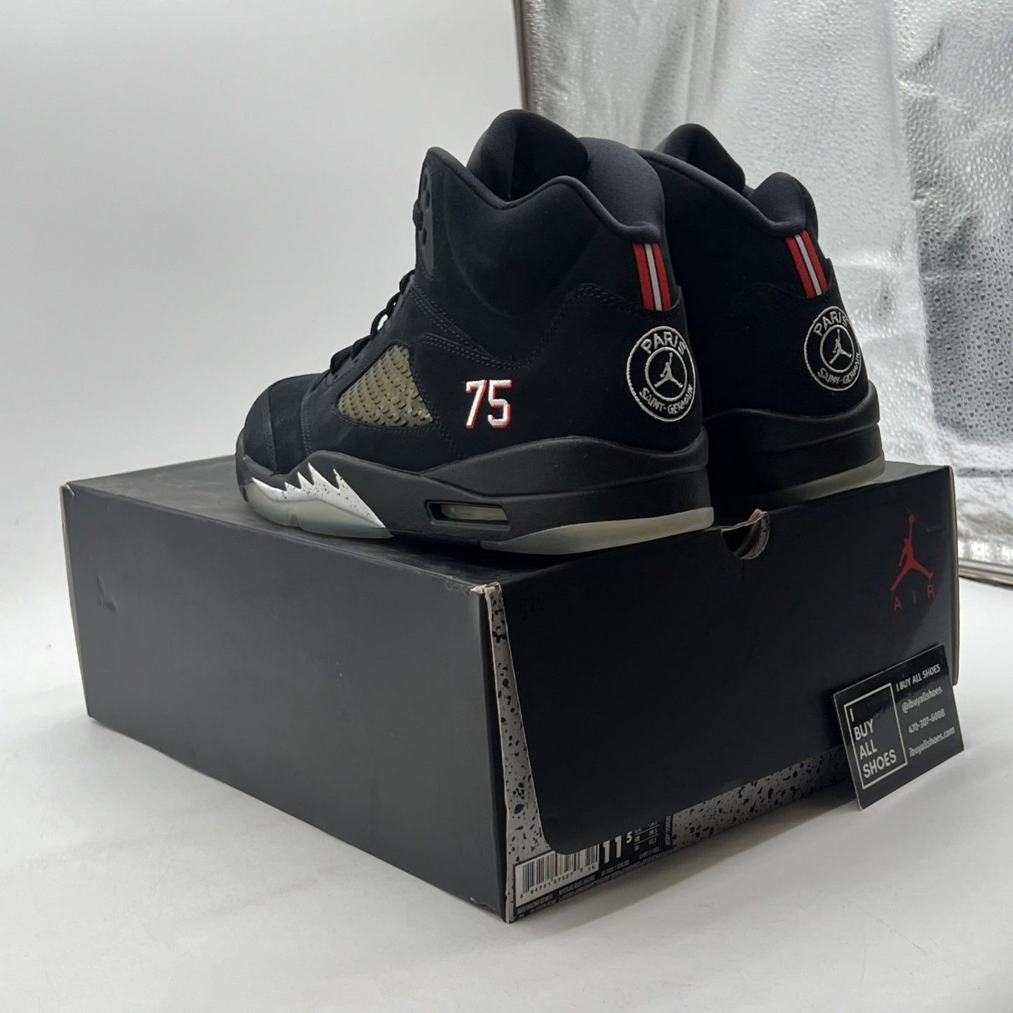 Size 11.5 - Paris Saint-Germain x Air Jordan 5 Retro Black (AV9175-001)