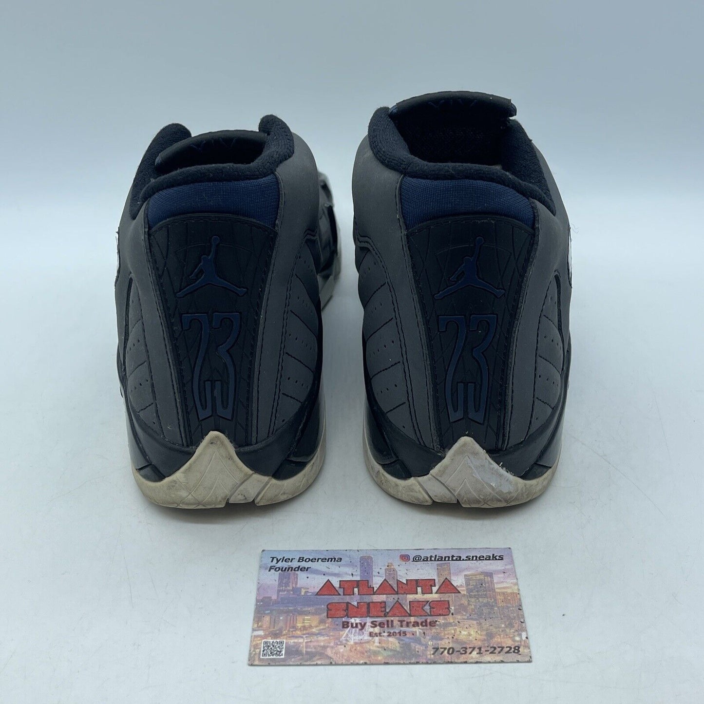 Size 7Y (GS) - Jordan 14 Retro Mid Graphite Navy Grey Suede Leather (312091-011)