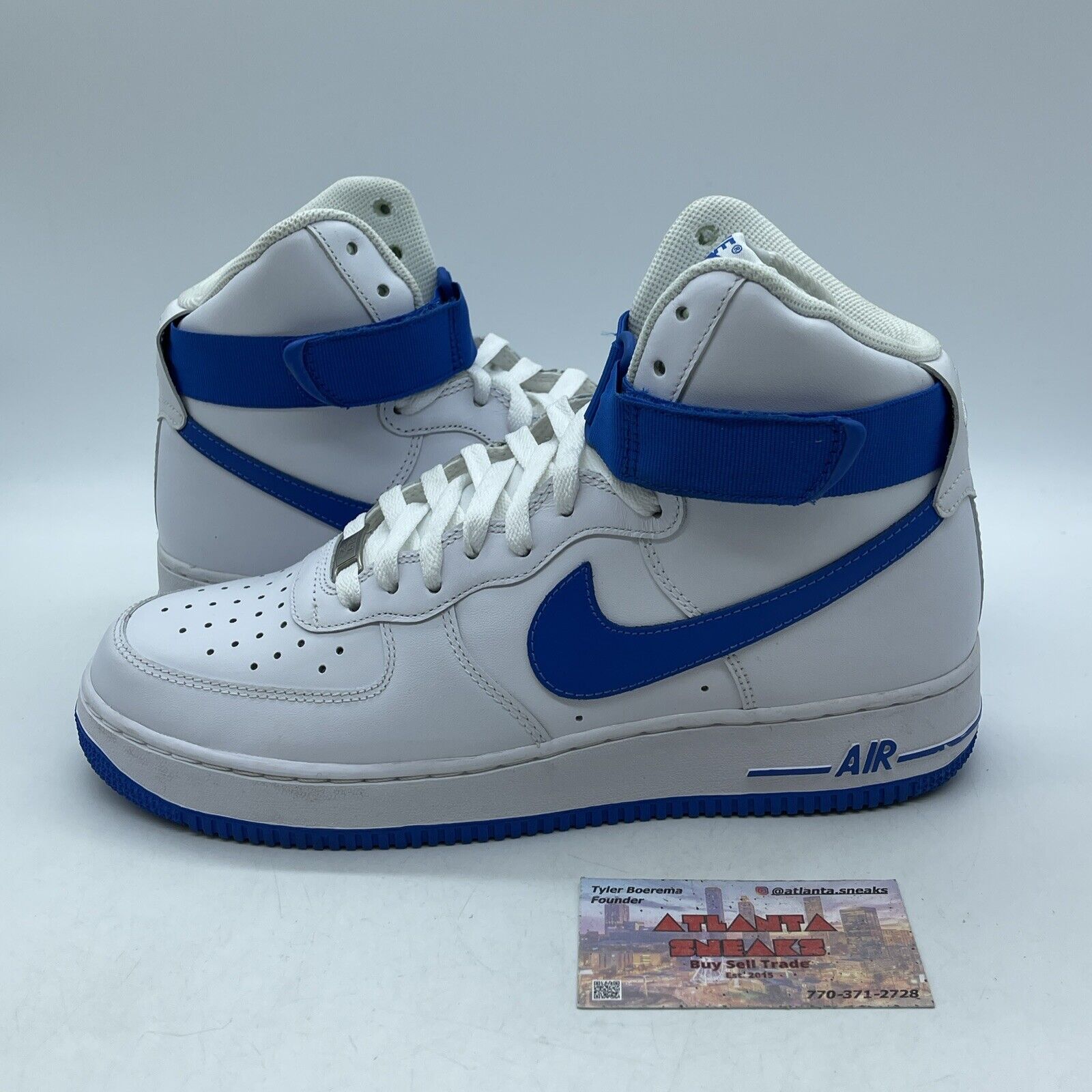 Size 9 - Nike Air Force 1 '07 High White Soar Blue Leather (315121-110)