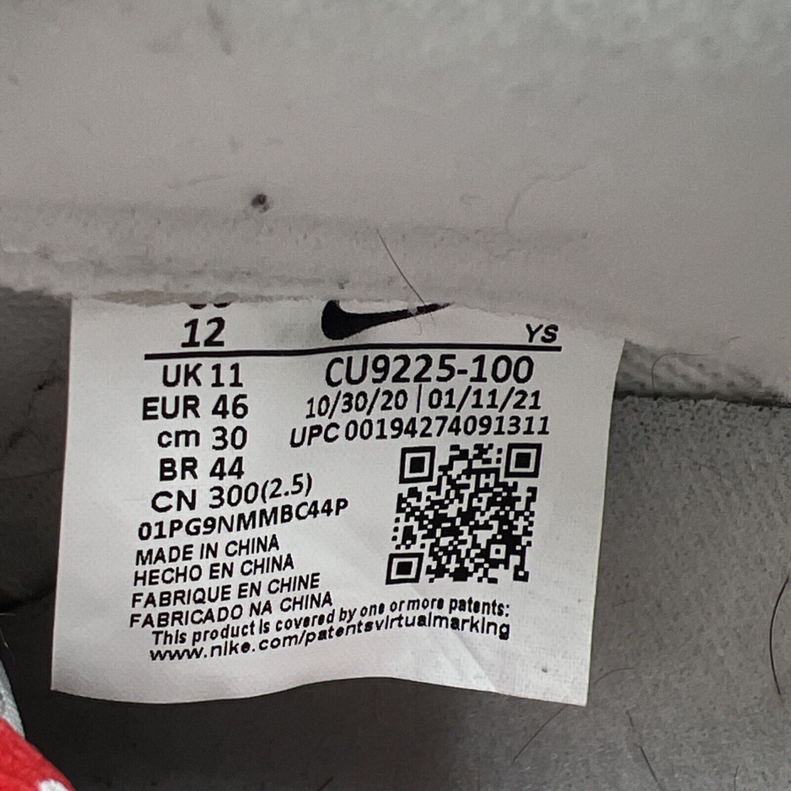 Size 12 - Nike Air Force 1 x Supreme Low Box Logo - White (CU9225-100)