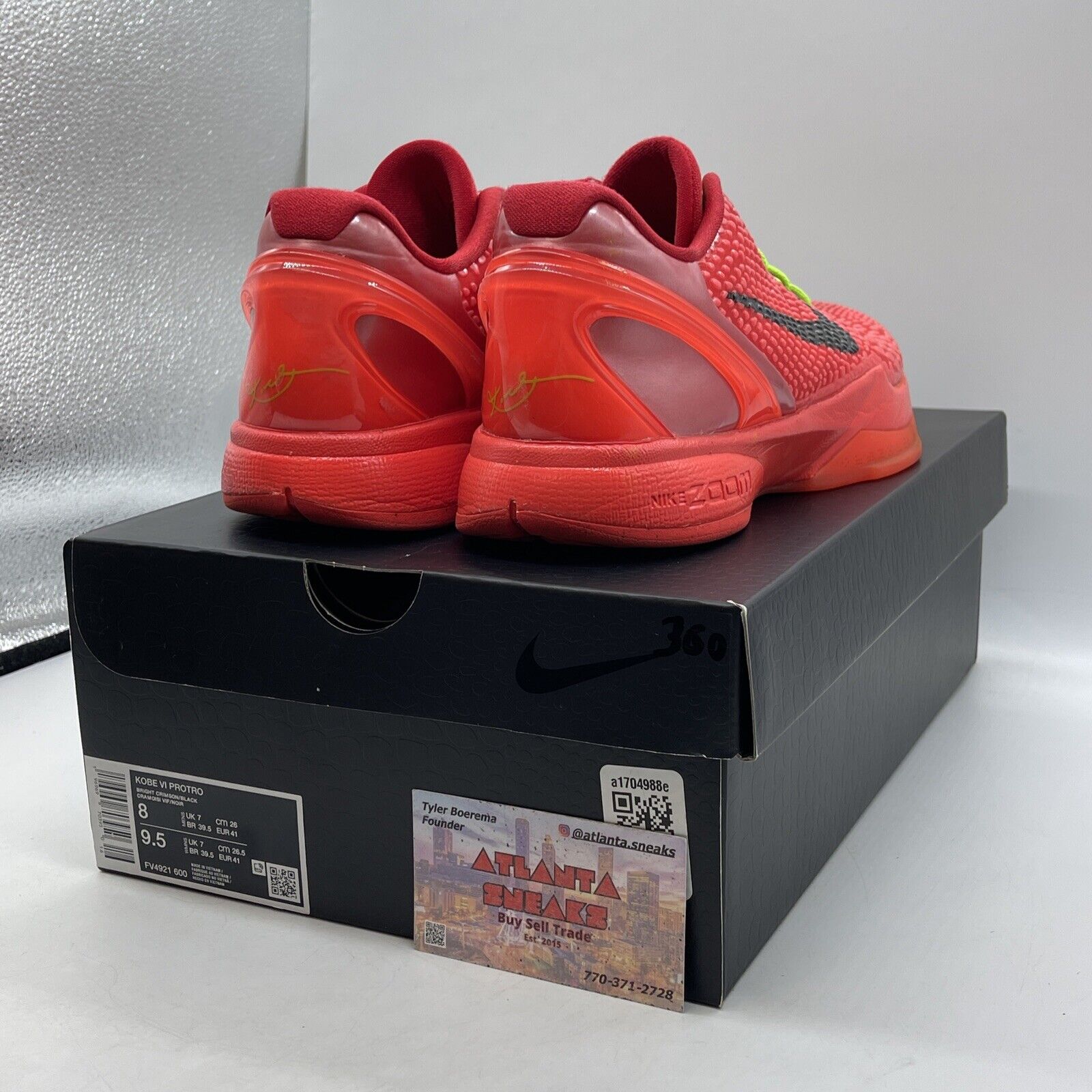 Size 8 - Nike Kobe 6 Protro Low Reverse Grinch Red Black Leather (FV4921-600)