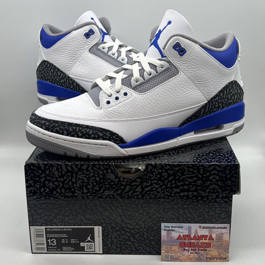 Size 13 - Jordan 3 Retro Mid Racer Blue Brand New Og All White