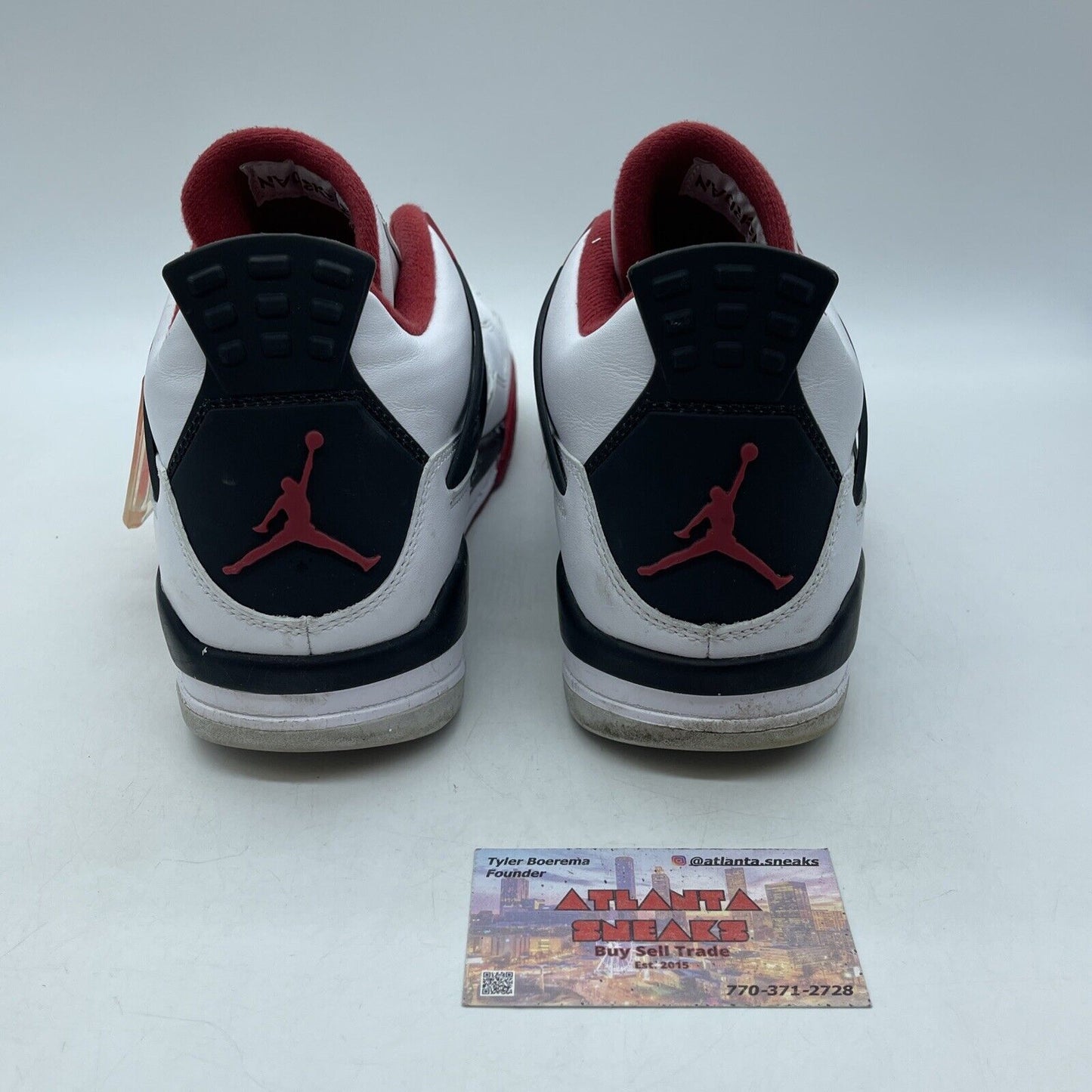 Size 9.5 - Jordan 4 Retro Fire Red Black White Leather (308497-110)