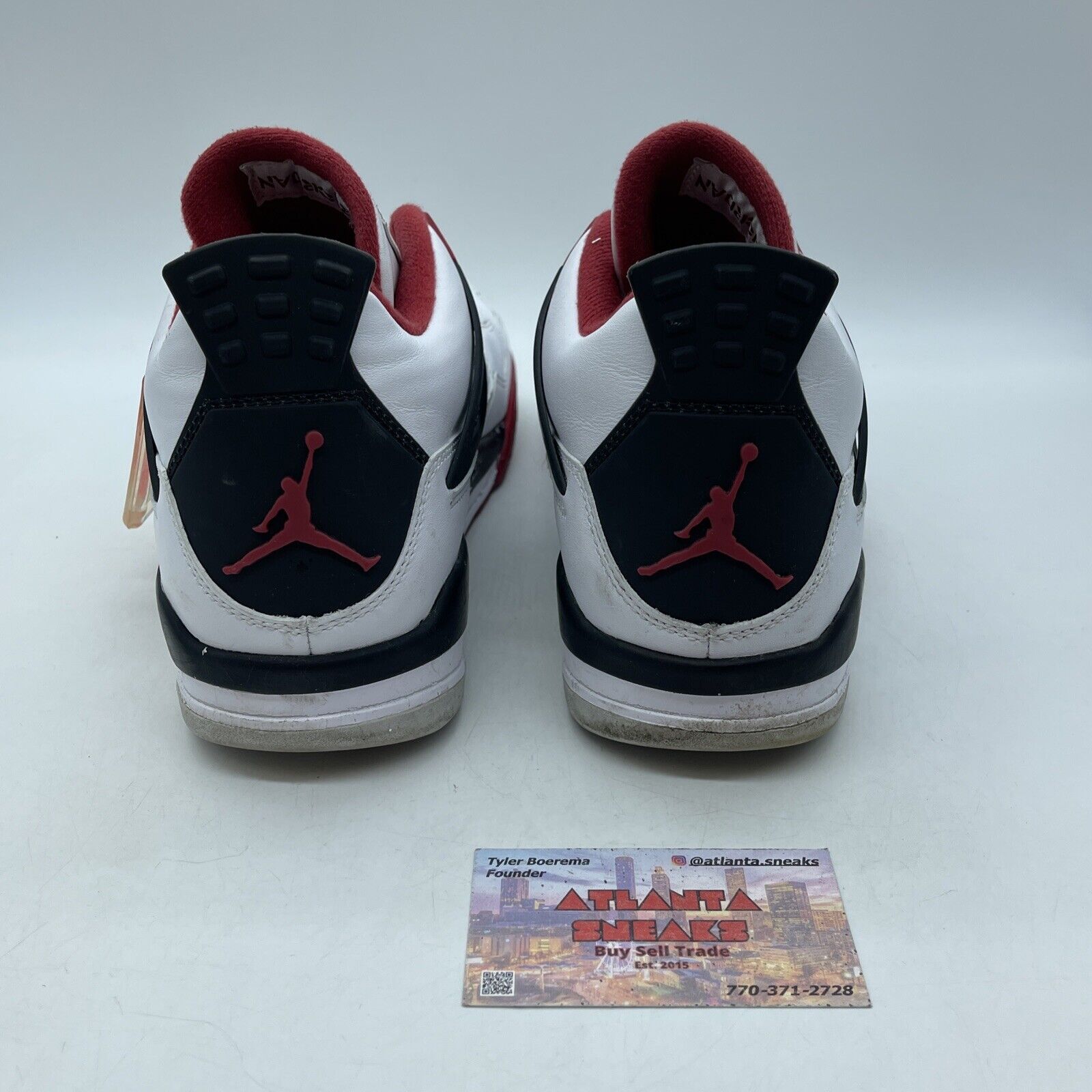 Size 9.5 - Jordan 4 Retro Fire Red Black White Leather (308497-110)