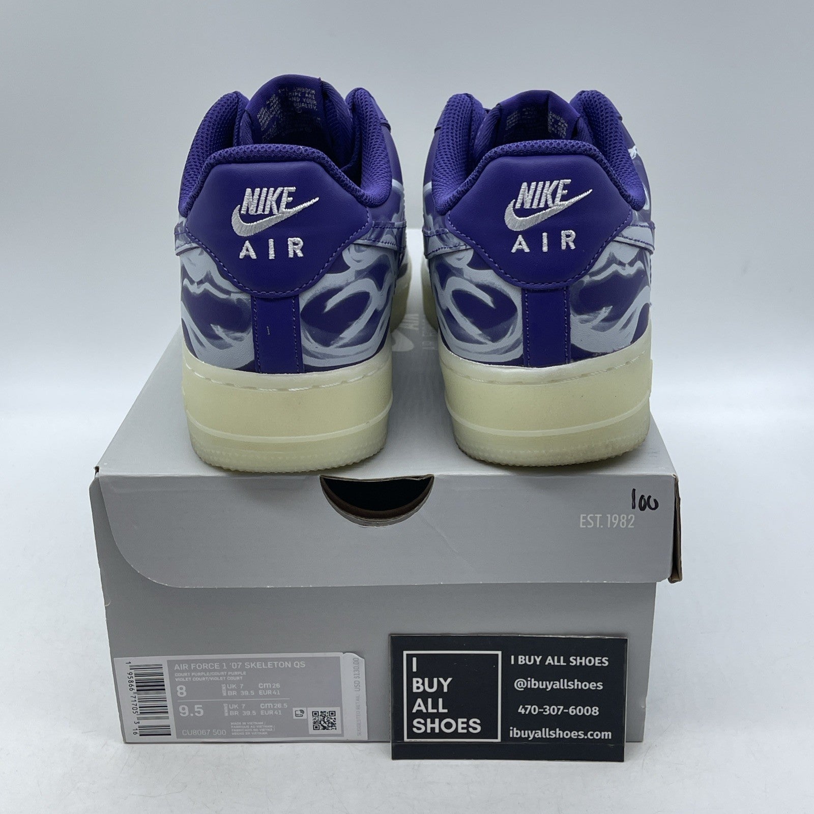 Size 8 - Nike Air Force 1 Low Purple Skeleton (CU8067-500)