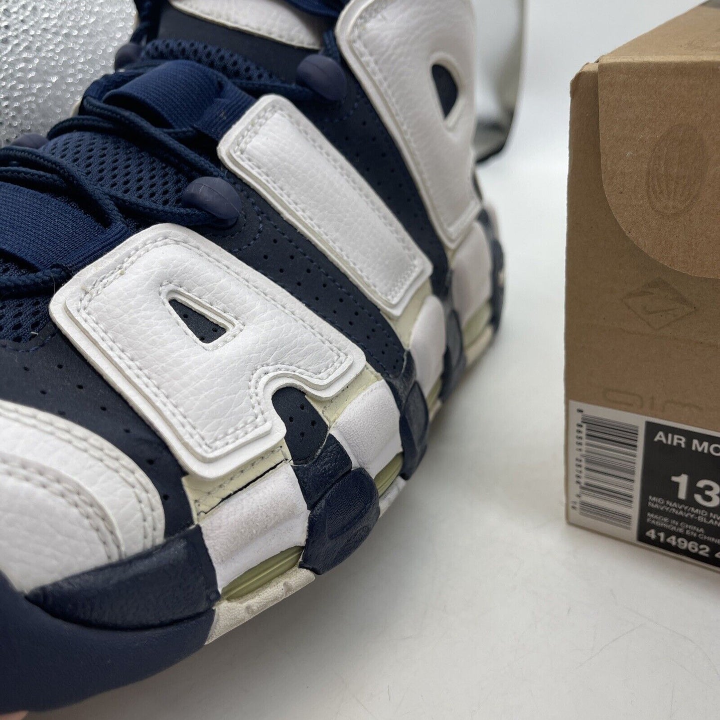 Size 13 - Nike Air More Uptempo 2012 Olympic White Blue Leather Suede 414962-401