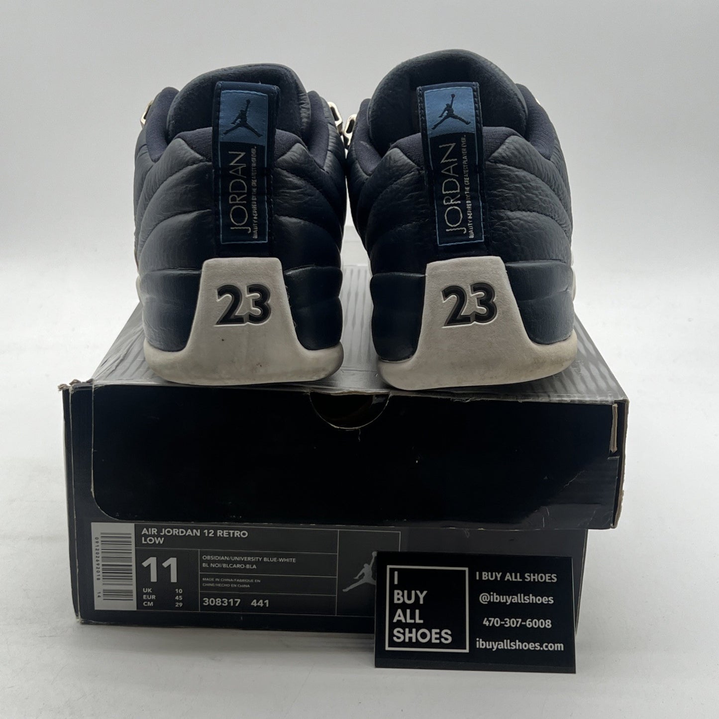 Size 11 - Air Jordan 12 Retro 2004 Low Obsidian (308317-441)