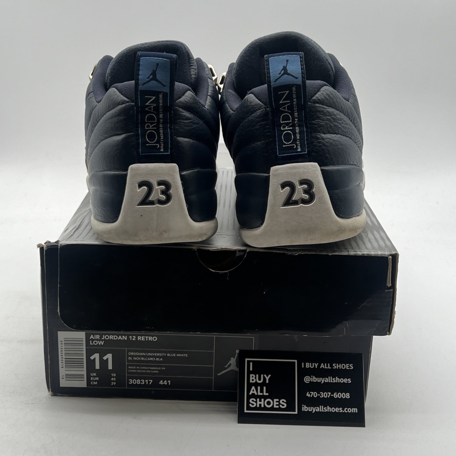 Size 11 - Air Jordan 12 Retro 2004 Low Obsidian (308317-441)