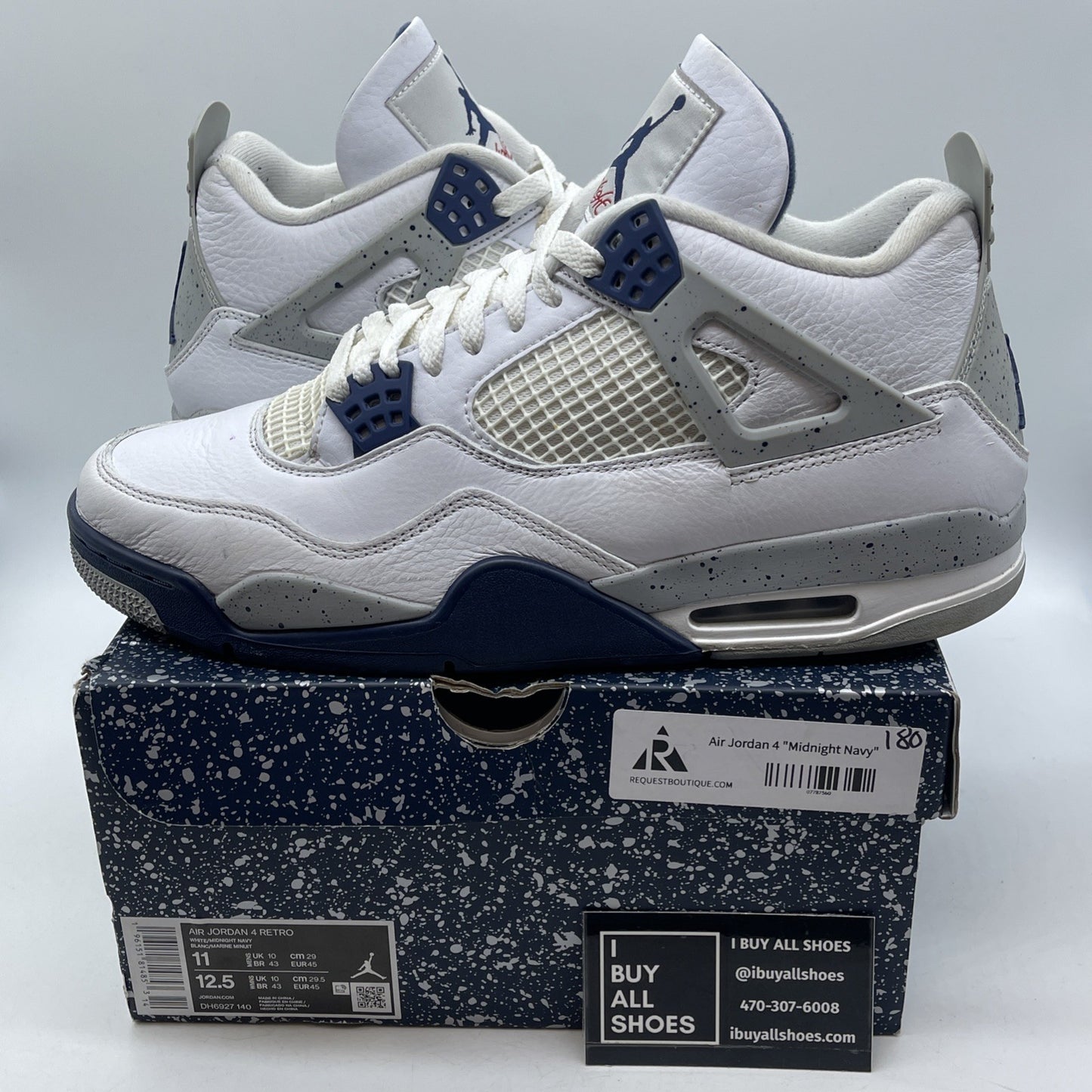 Size 11 - Jordan 4 Retro Mid Midnight Navy White Leather (DH6927-140)