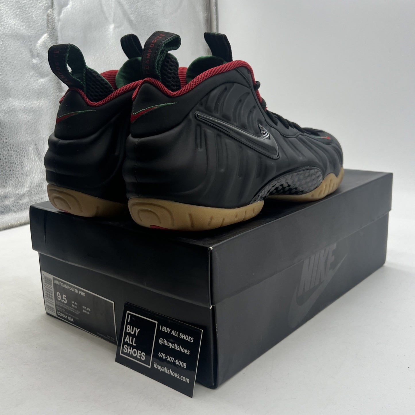 Size 9.5 - Nike Foamposite Pro Gucci - Black (624041-004)