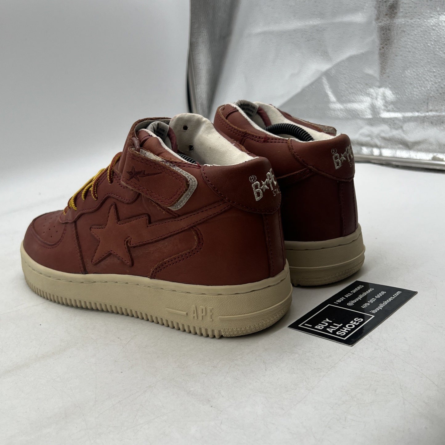 Size 10 - A Bathing Ape Bape Sta Low Brown Leather (FS-018 180) Bapesta Sneakers